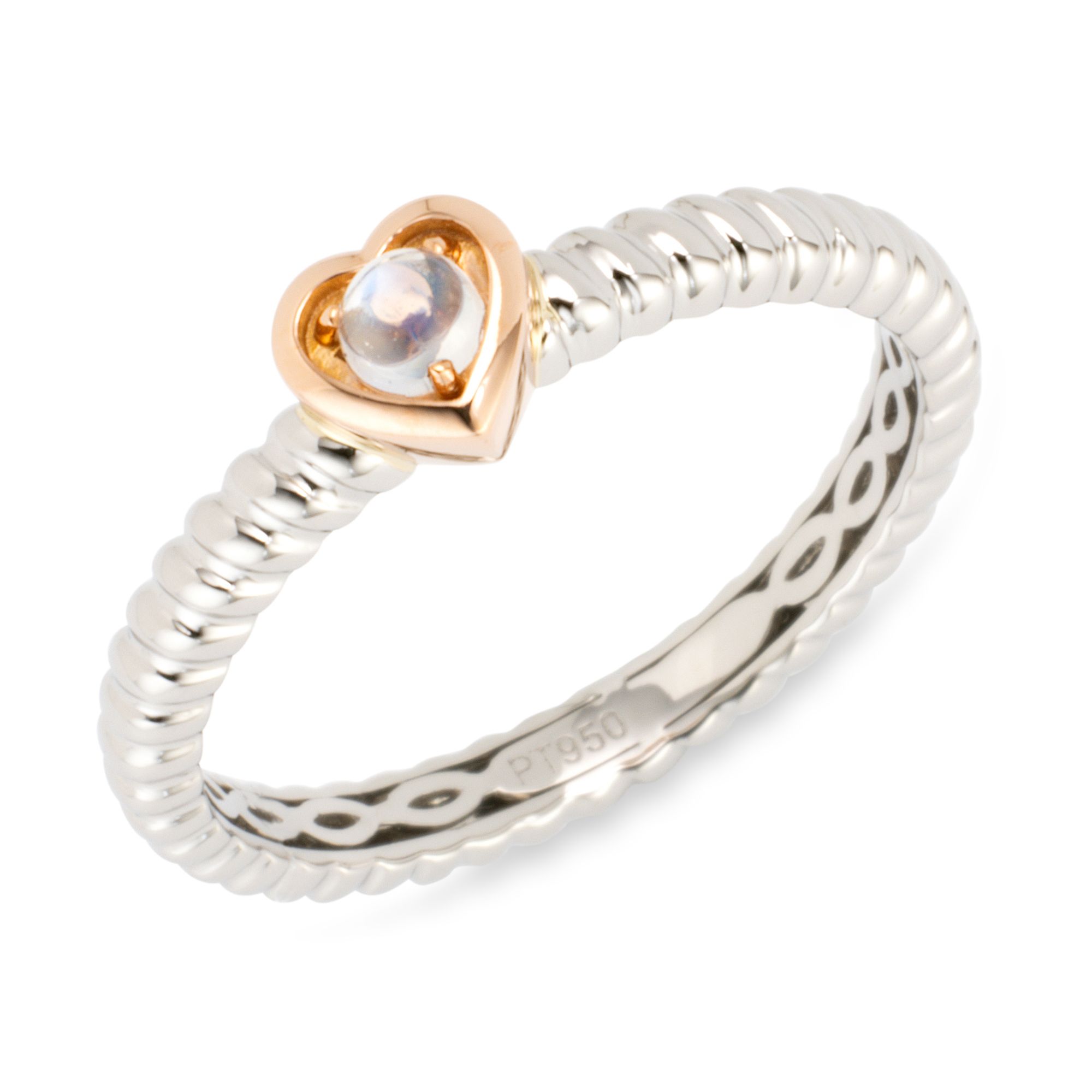 PLATINITY Ring 1 Mondstein Cabochon Platin 950/Gold 750