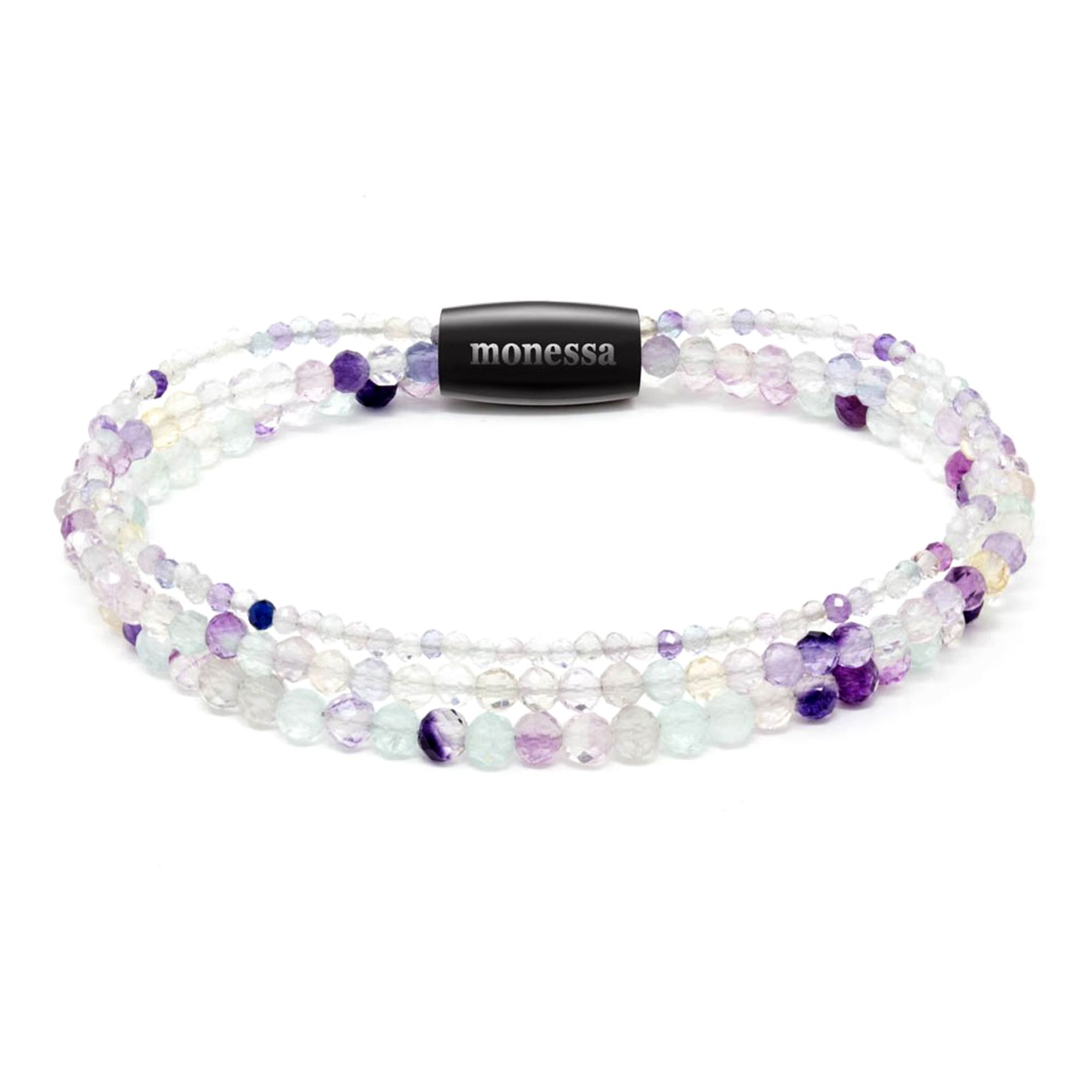 MONESSA Armband Edelsteine 3-Strang Magnetverschluss