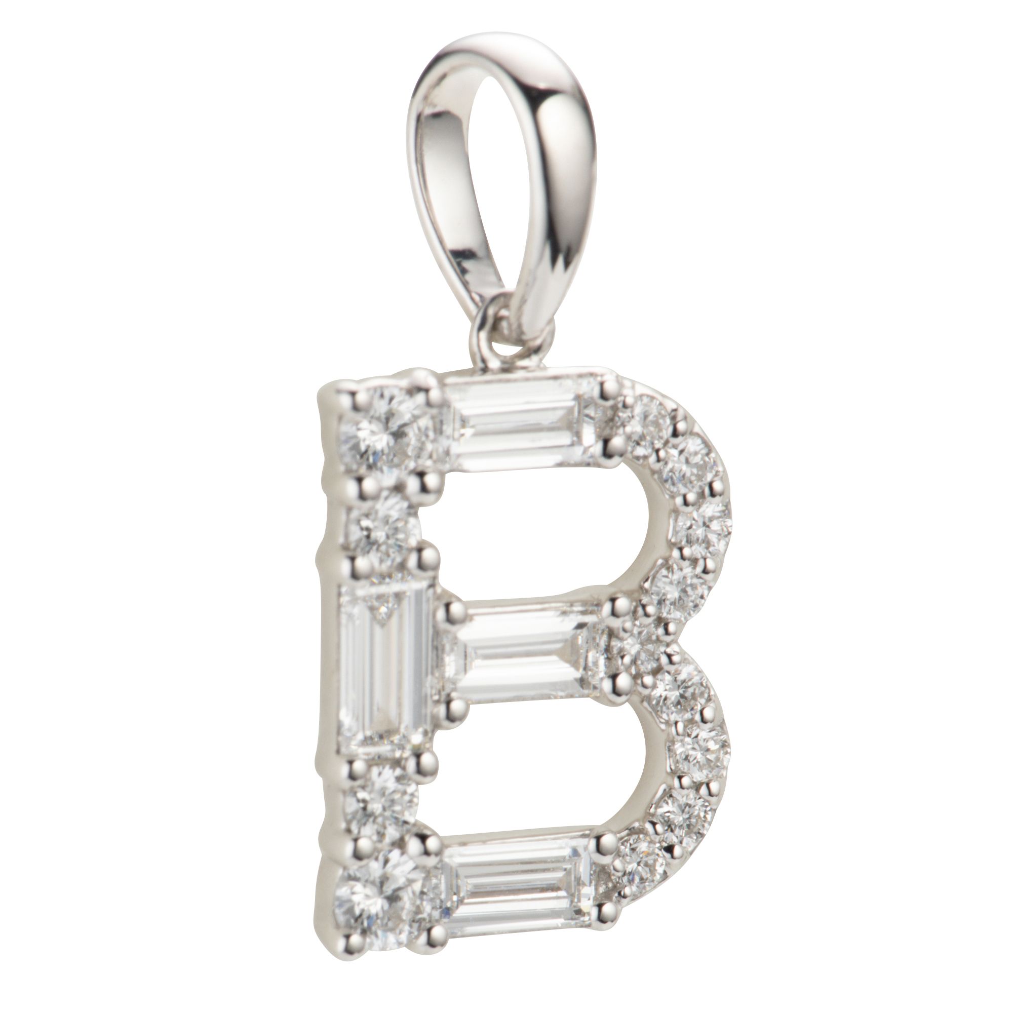 THOMAS & SOHN Lab Grown Diamanten mind 0,31ct Buchstaben - Anhänger Silber Palladio