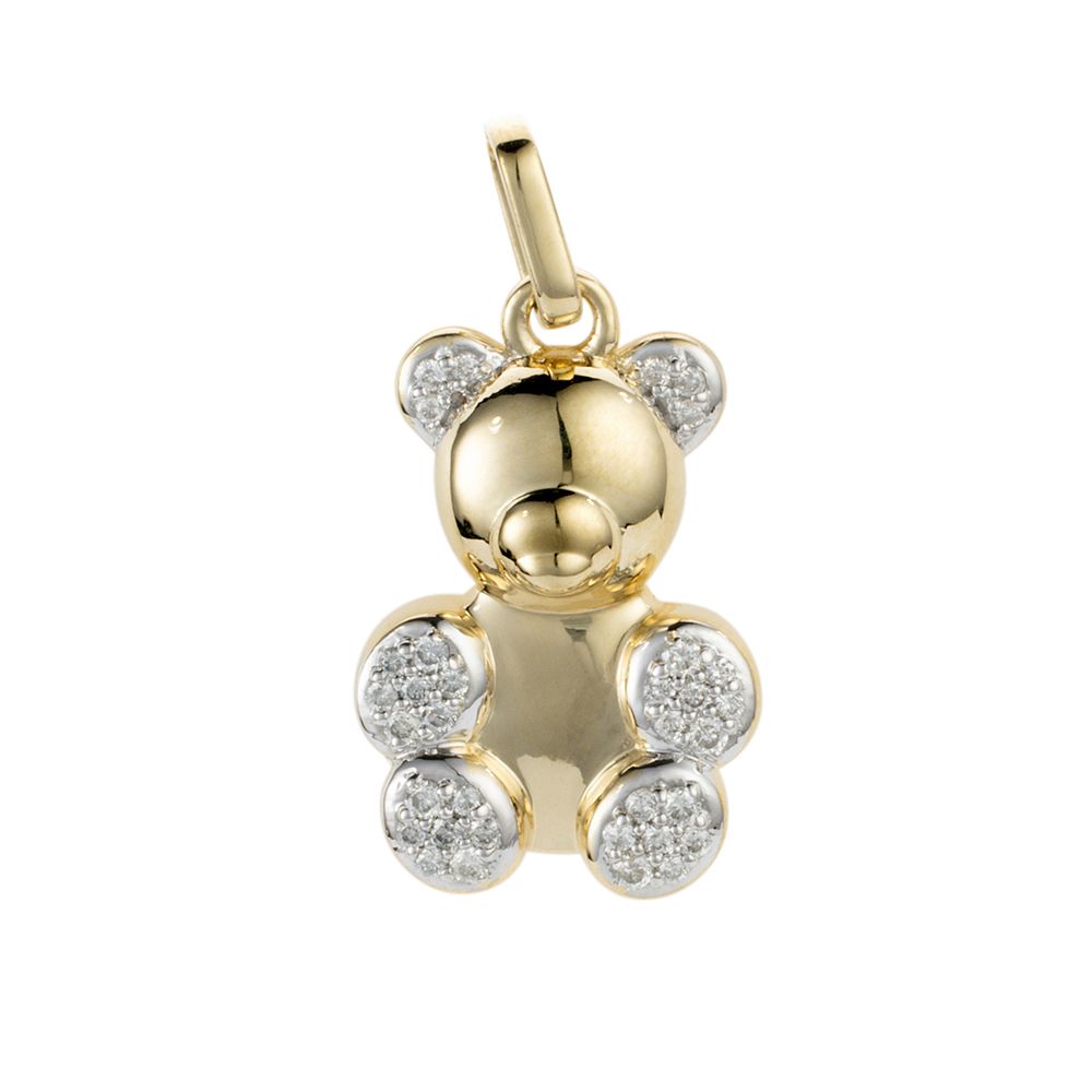 DIAMOUR Teddy-Anhänger 34 Brillanten zus. ca. 0,18ct Gold 375