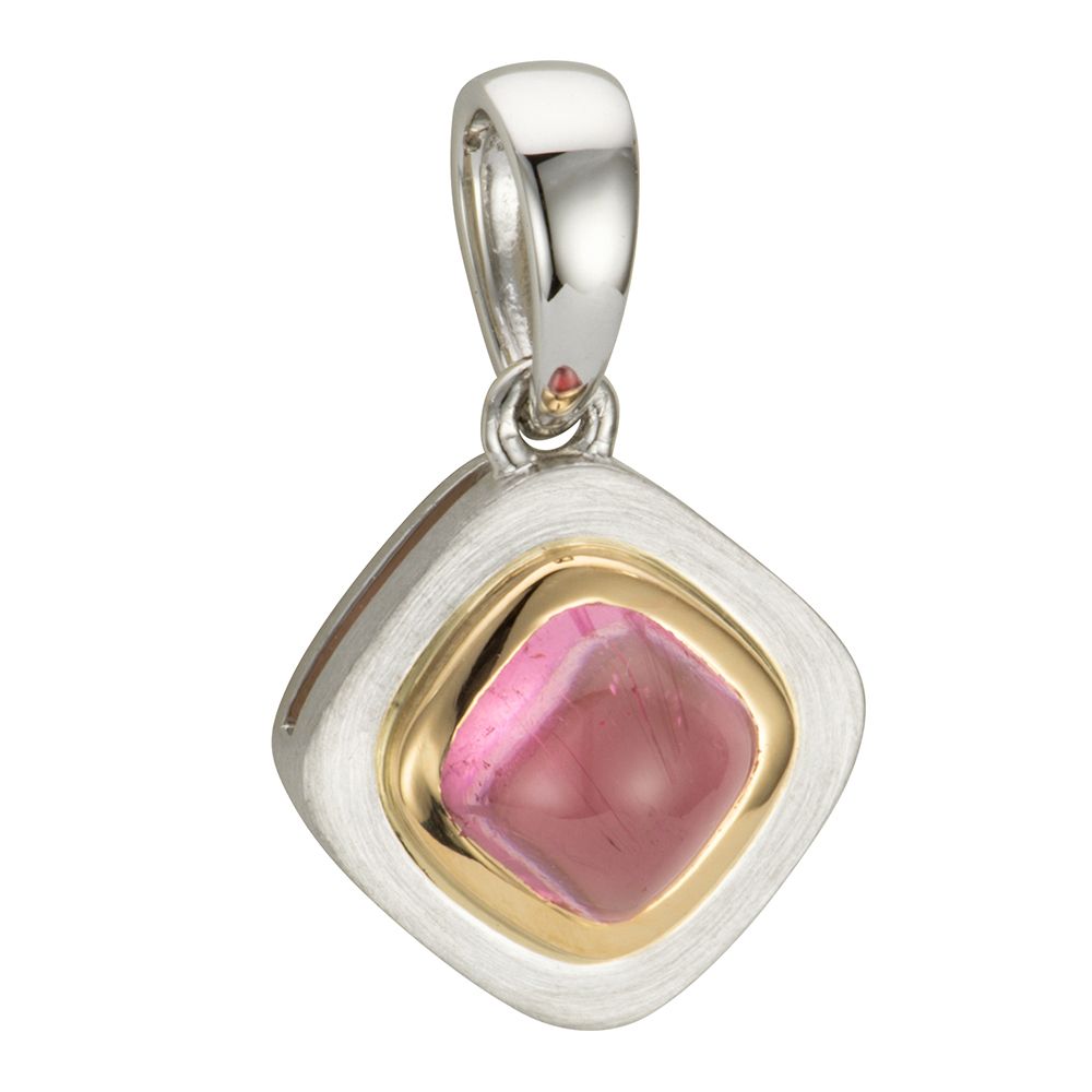 PLATINITY Anhänger 1 Rubellit ca.0,67ct Cabochon Platin 950/Gold 750