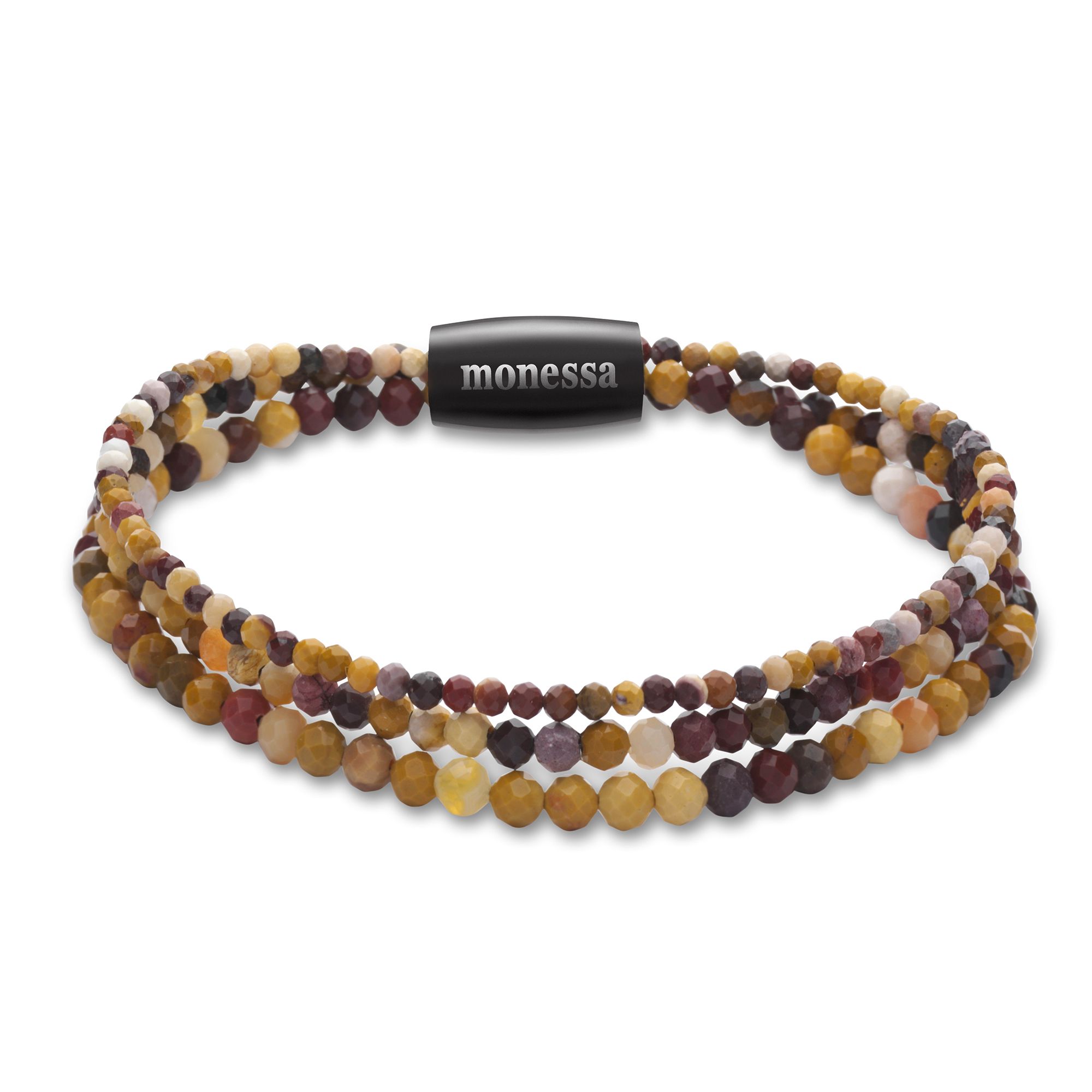 MONESSA Armband Edelsteine 3-Strang Magnetverschluss