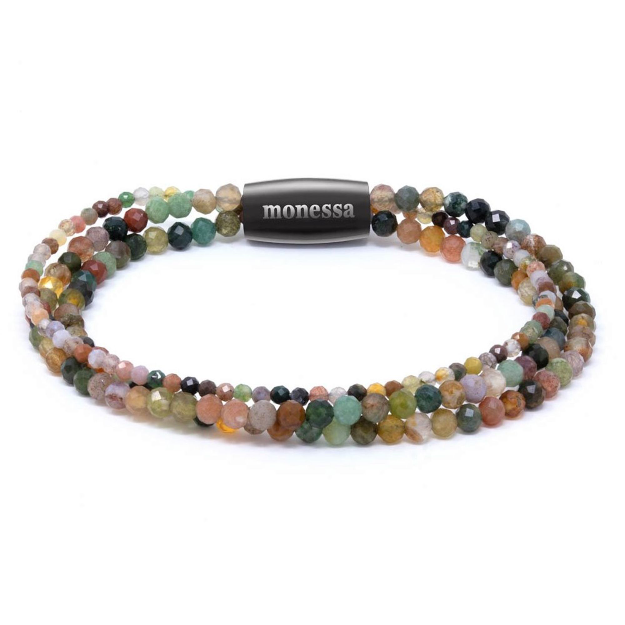 MONESSA Armband Edelsteine 3-Strang Magnetverschluss