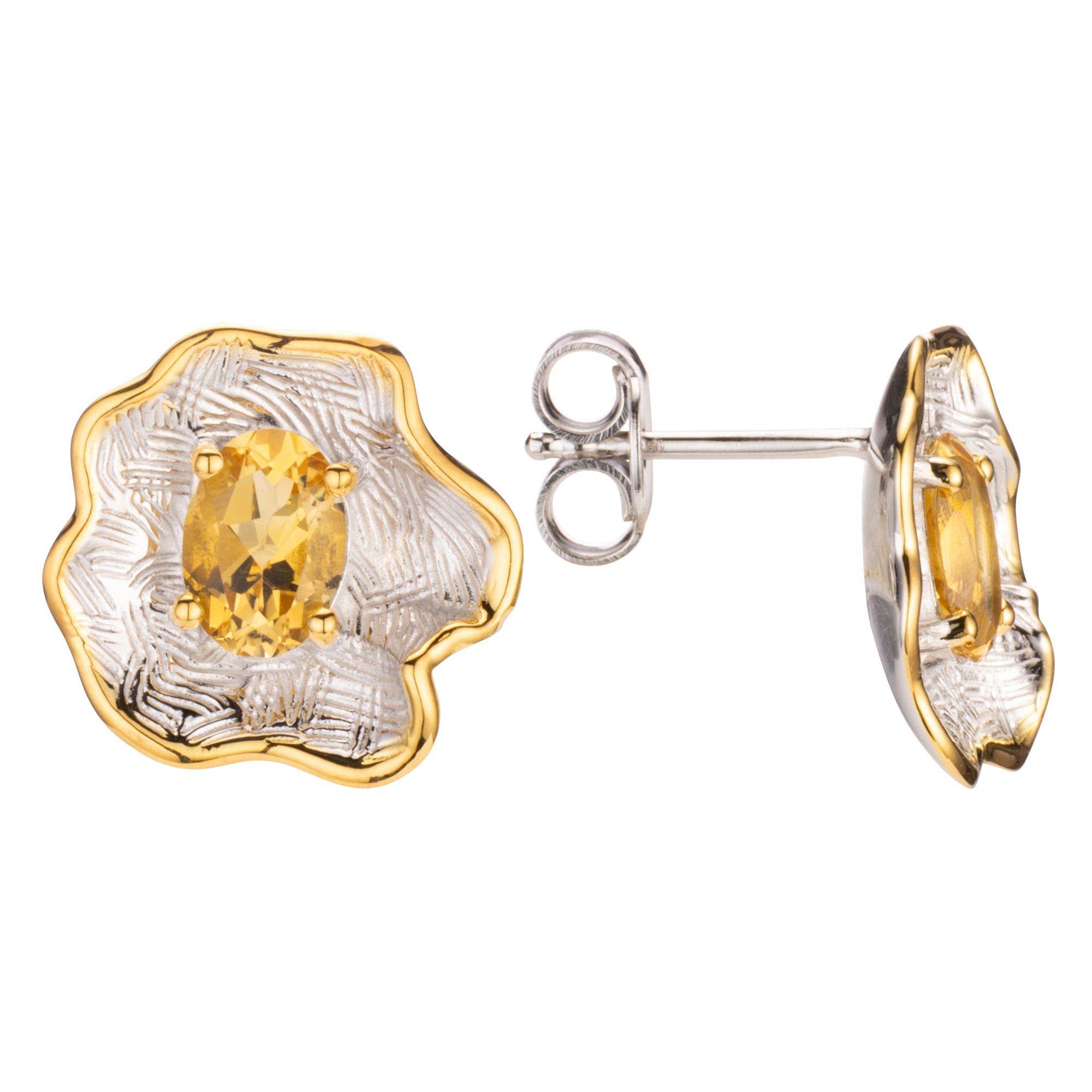 THOMAS & SOHN Edelsteine ca. 1,50ct Ohrstecker Ovalschliff Silber Bicolor-Optik