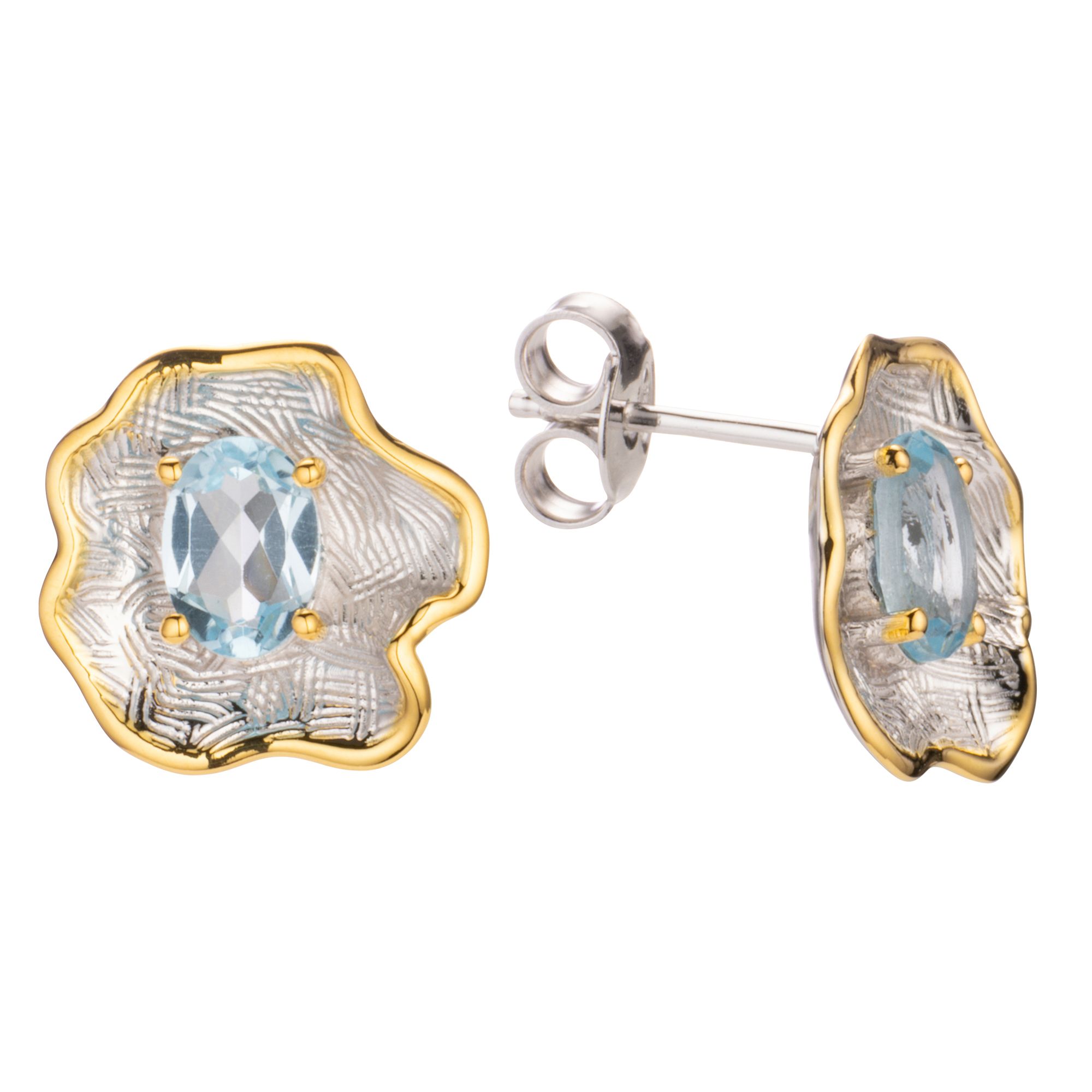 THOMAS & SOHN Edelsteine ca. 1,50ct Ohrstecker Ovalschliff Silber Bicolor-Optik