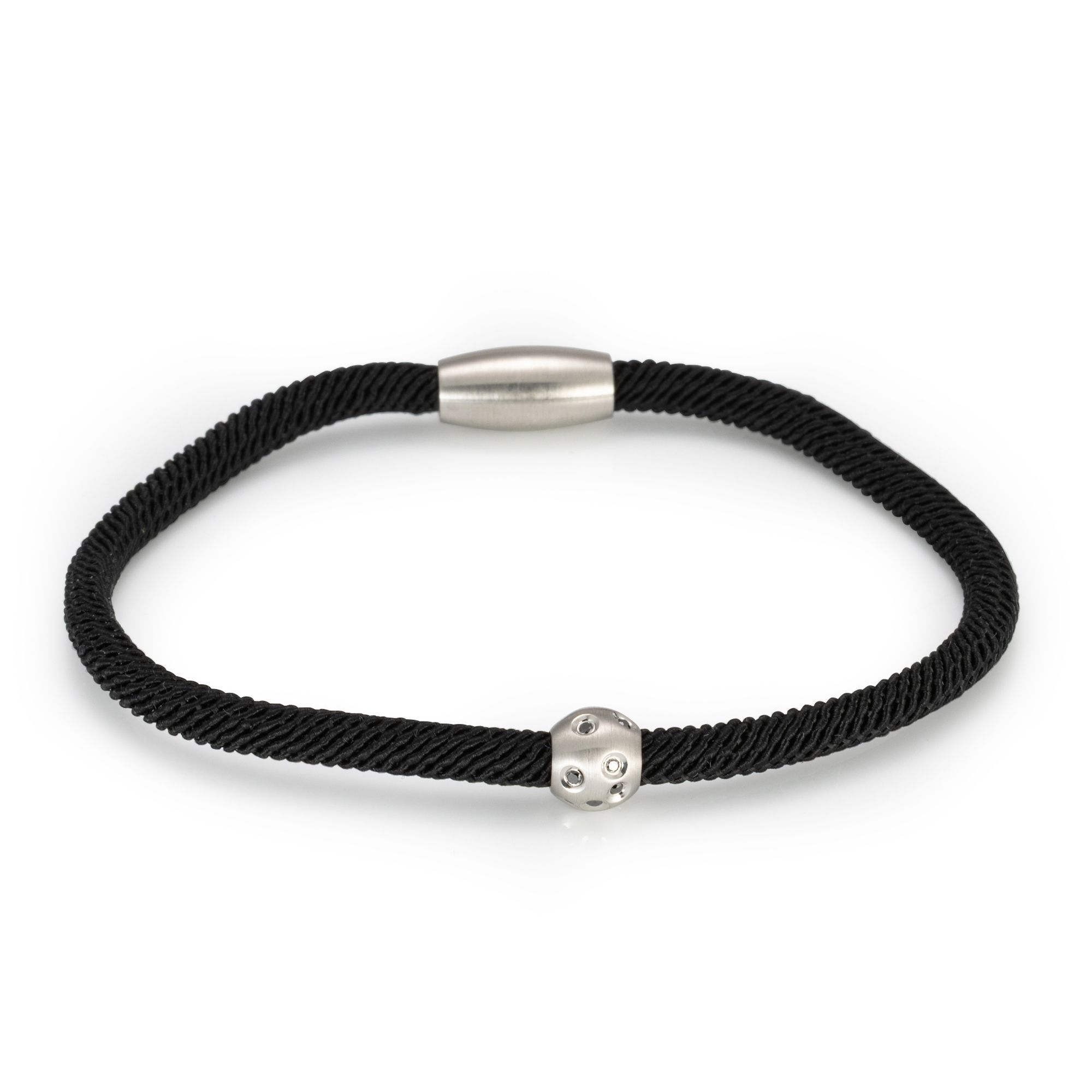 PLATINITY Anhänger mit Nylonarmband Schwarze Brillanten Platin 950