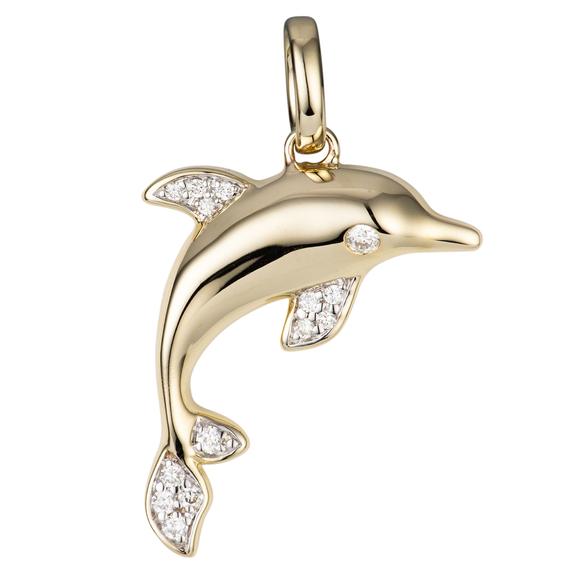 DIAMOUR Delfin-Anhänger 14 Brillanten zus. ca. 0,07ct Gold 375
