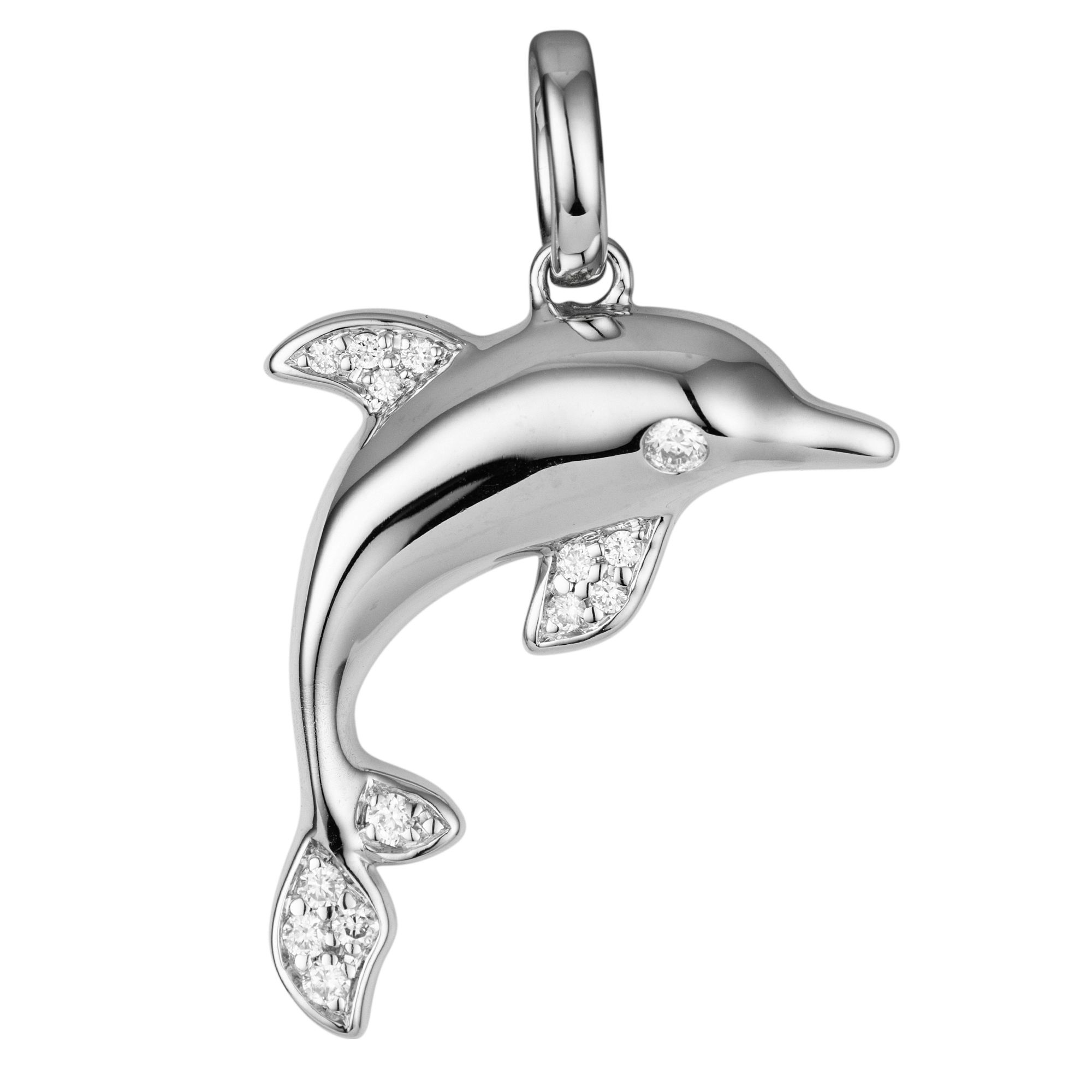 DIAMOUR Delfin-Anhänger 14 Brillanten zus. ca. 0,07ct Gold 375
