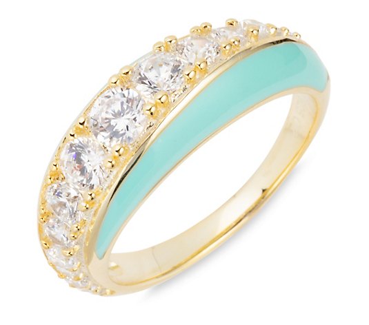 DIAMONIQUE® Ring = 1,32ct Emaillelack Silber vergoldet