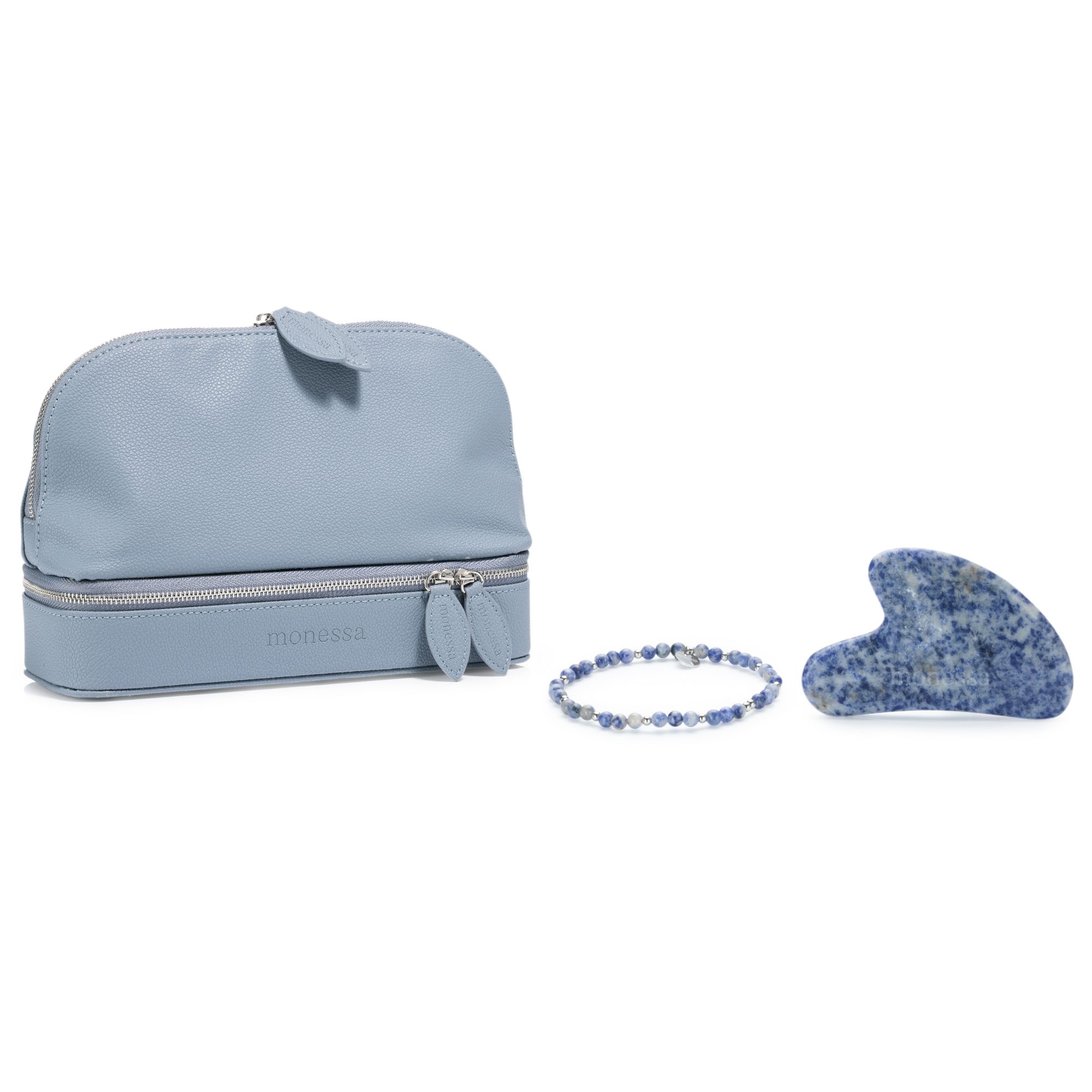 MONESSA Schmuck / Kosmetiktasche Gua Sha /Flex-Armband 3tlg. Set