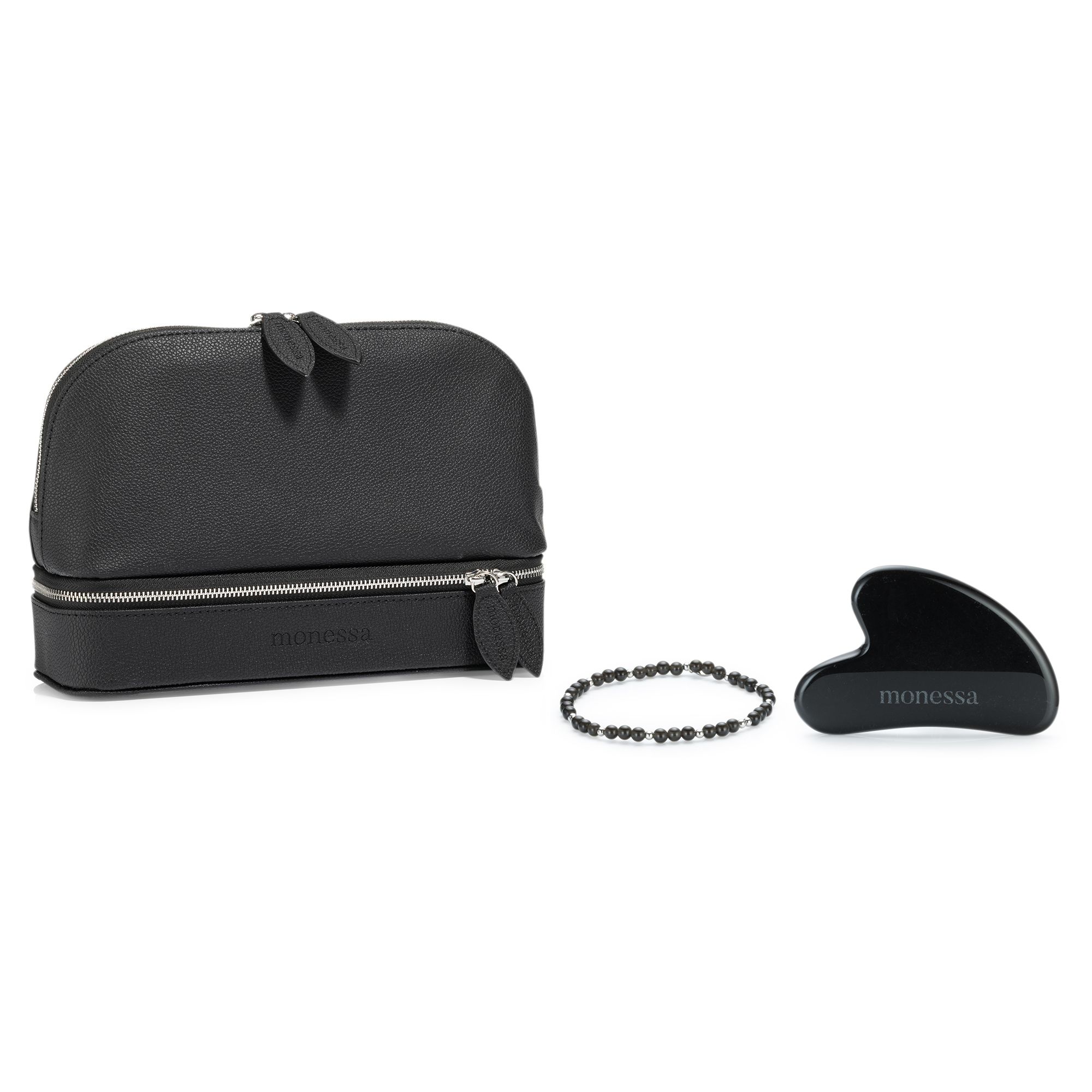 MONESSA Schmuck / Kosmetiktasche Gua Sha /Flex-Armband 3tlg. Set