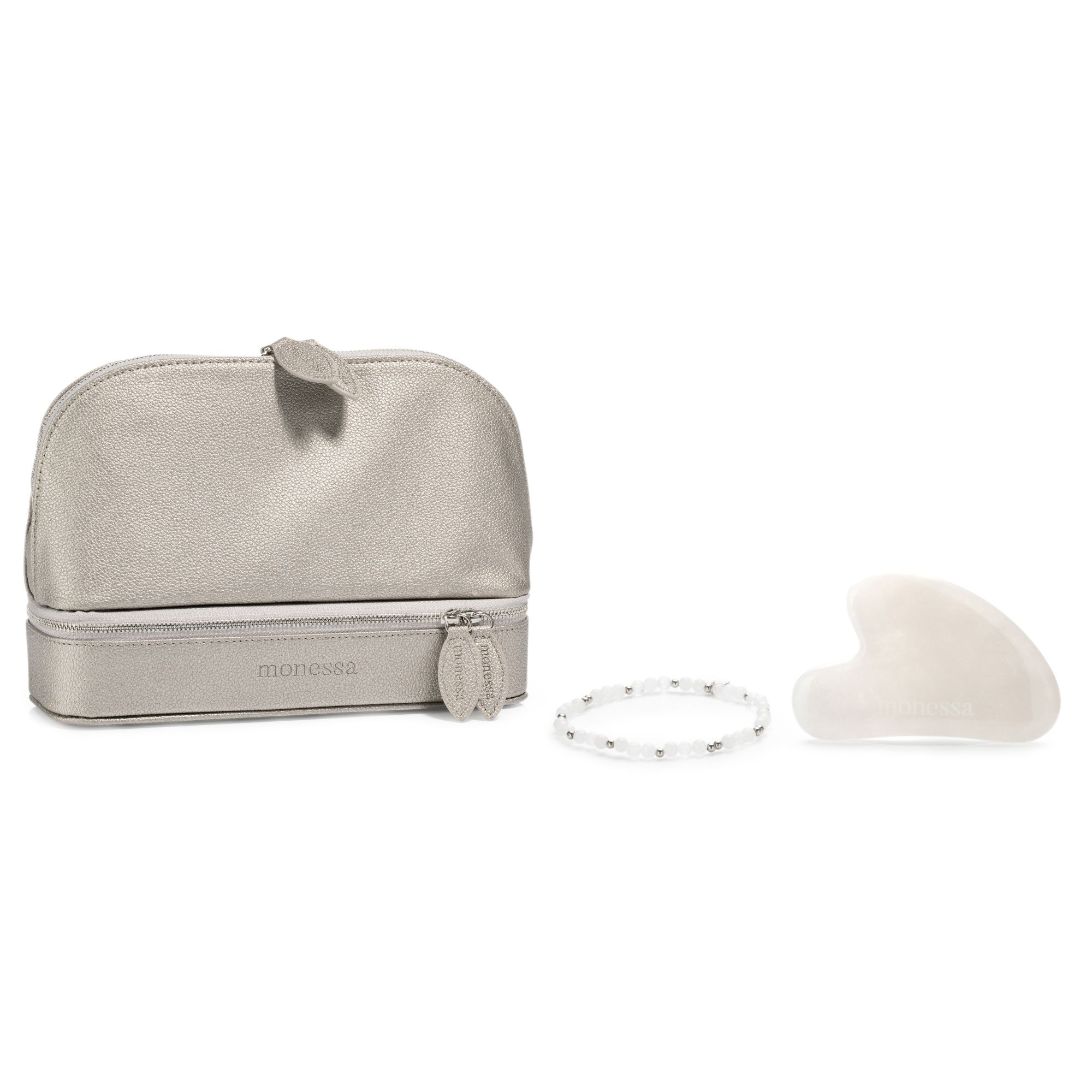 MONESSA Schmuck / Kosmetiktasche Gua Sha /Flex-Armband 3tlg. Set