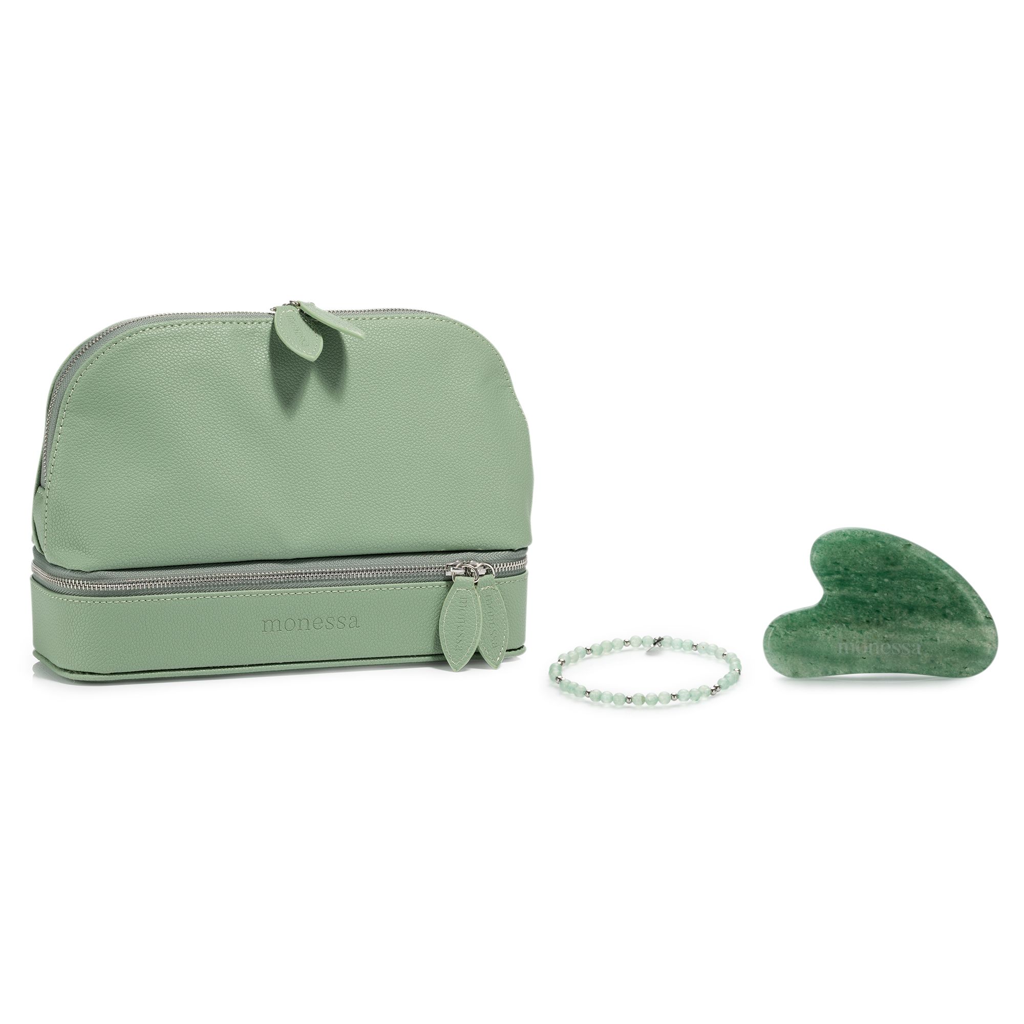 MONESSA Schmuck / Kosmetiktasche Gua Sha /Flex-Armband 3tlg. Set