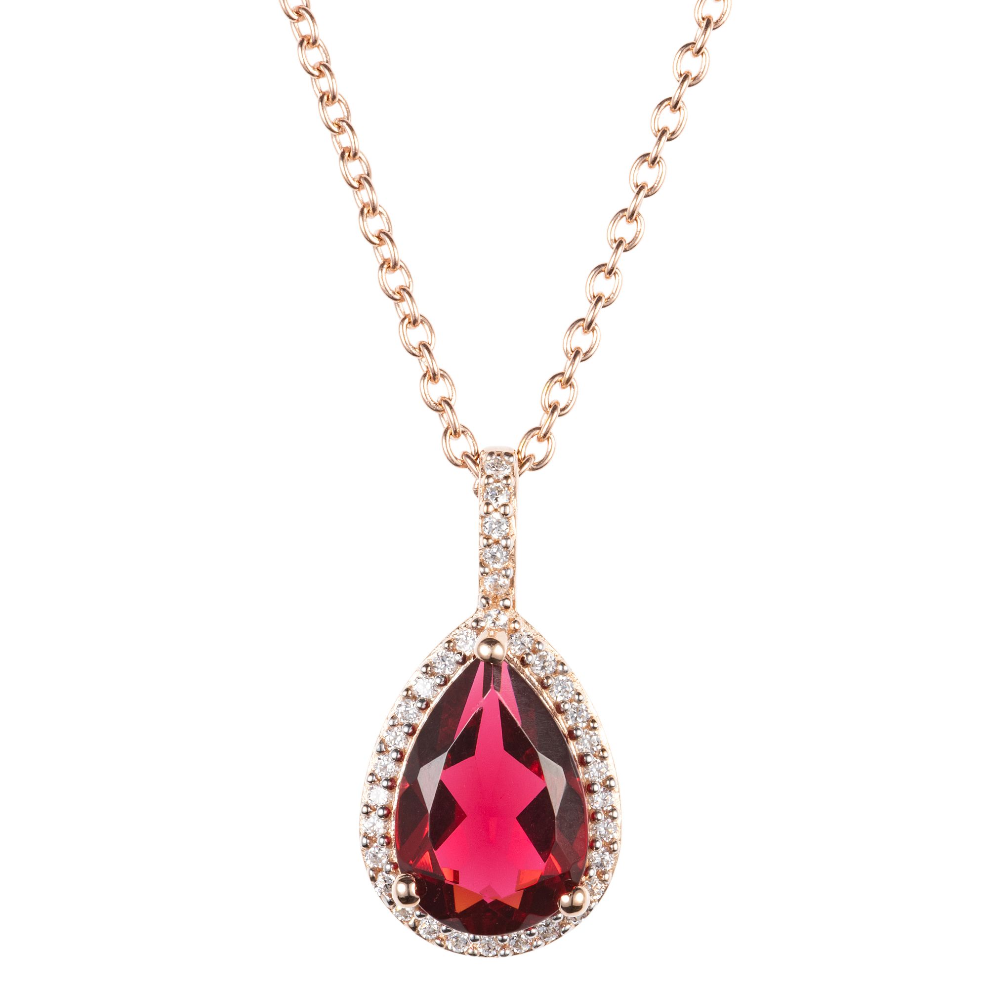 DIAMONIQUE Anhanger mit Kette 2 67ct imit. pink Turmalin Silber rosevergoldet