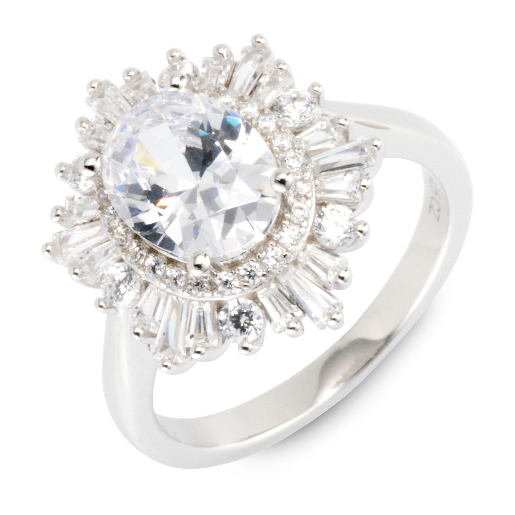 DIAMONIQUE® Ring = 2,72ct Schliffmix Silber rhodiniert