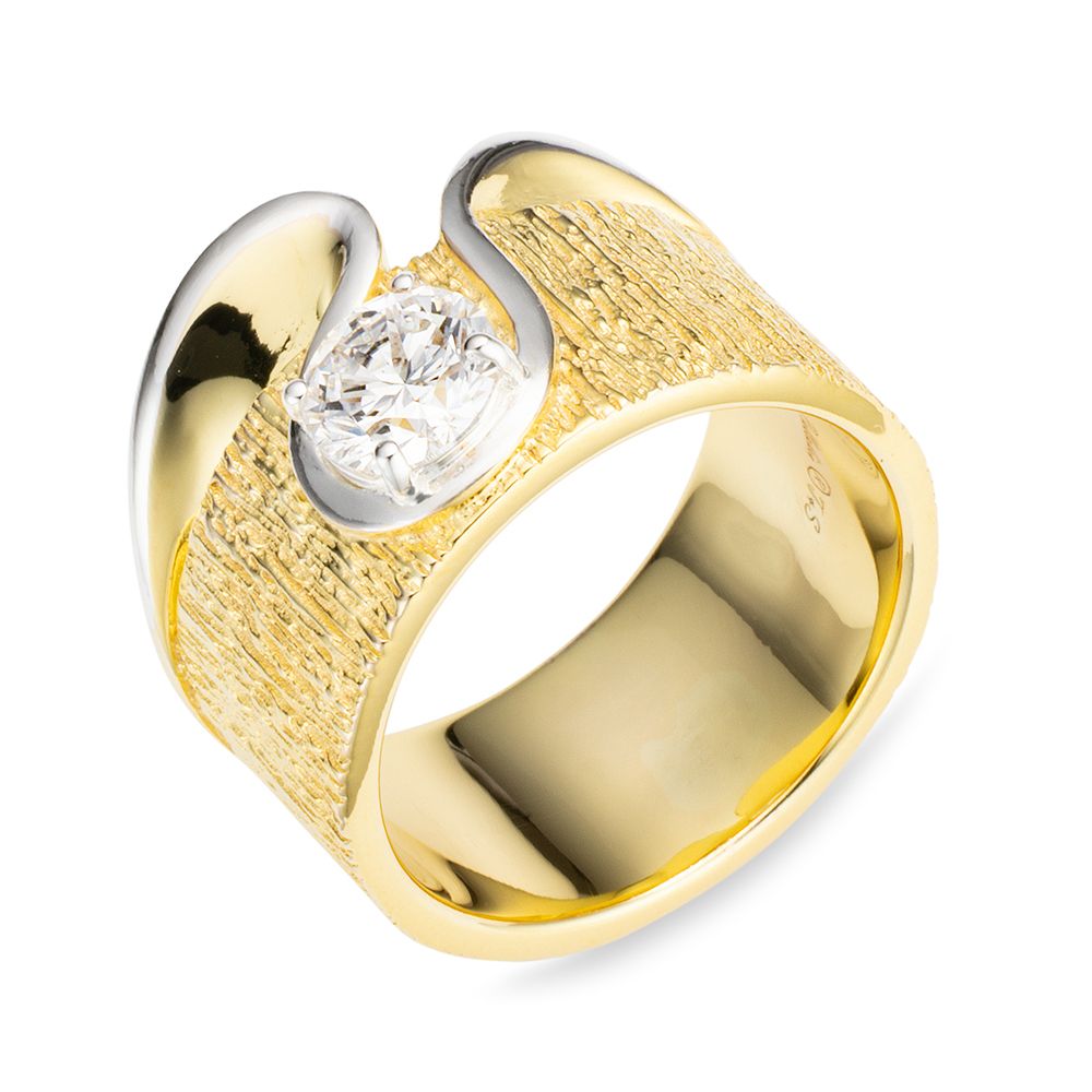 THOMAS & SOHN Lab Grown Brillant ca.0,75ct Ring Palladio Bicoloroptik