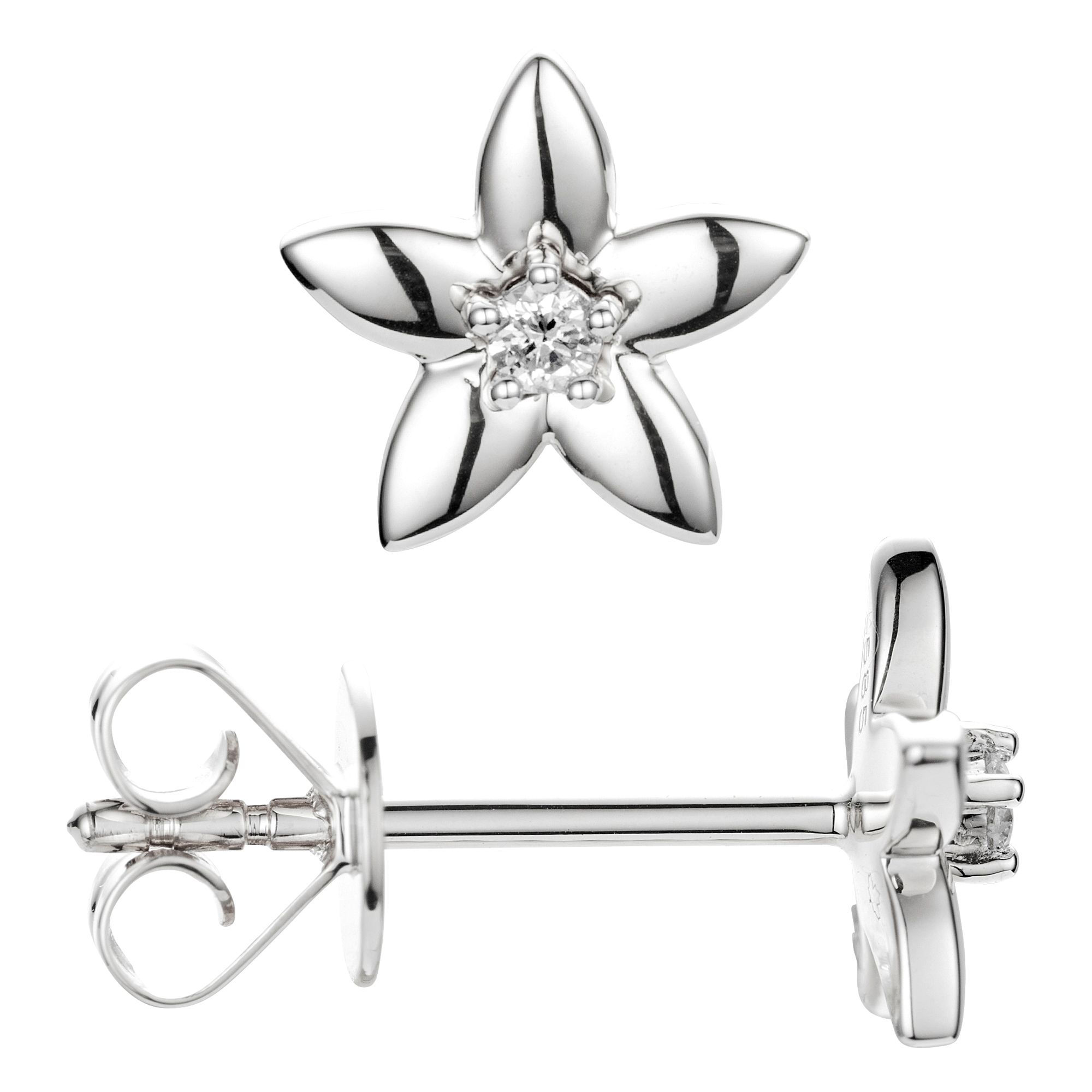 CANADIAN DIAMONDS Blüten-Ohrstecker 2 Brillanten zus. ca. 0,05ct Gold 585