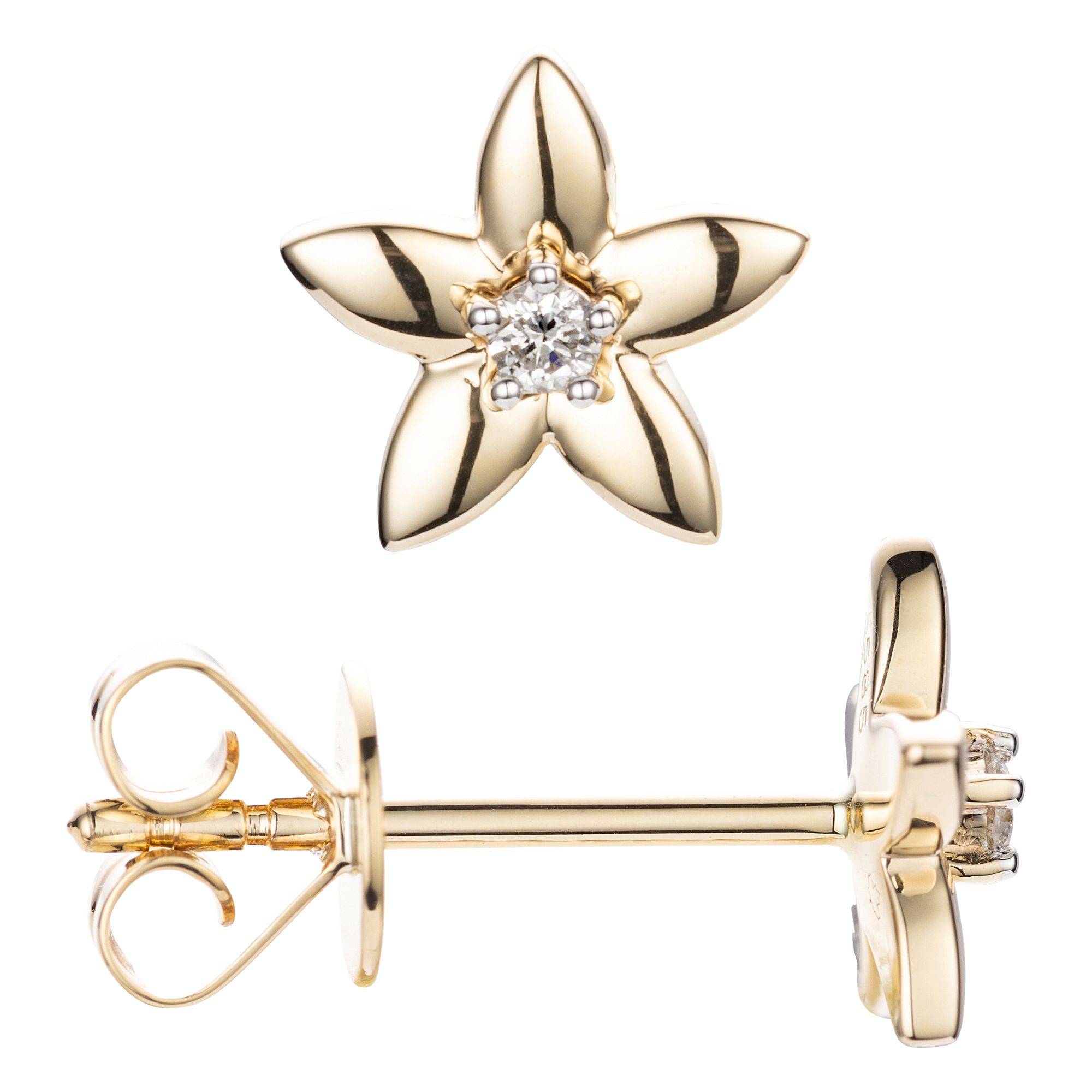 CANADIAN DIAMONDS Blüten-Ohrstecker 2 Brillanten zus. ca. 0,05ct Gold 585