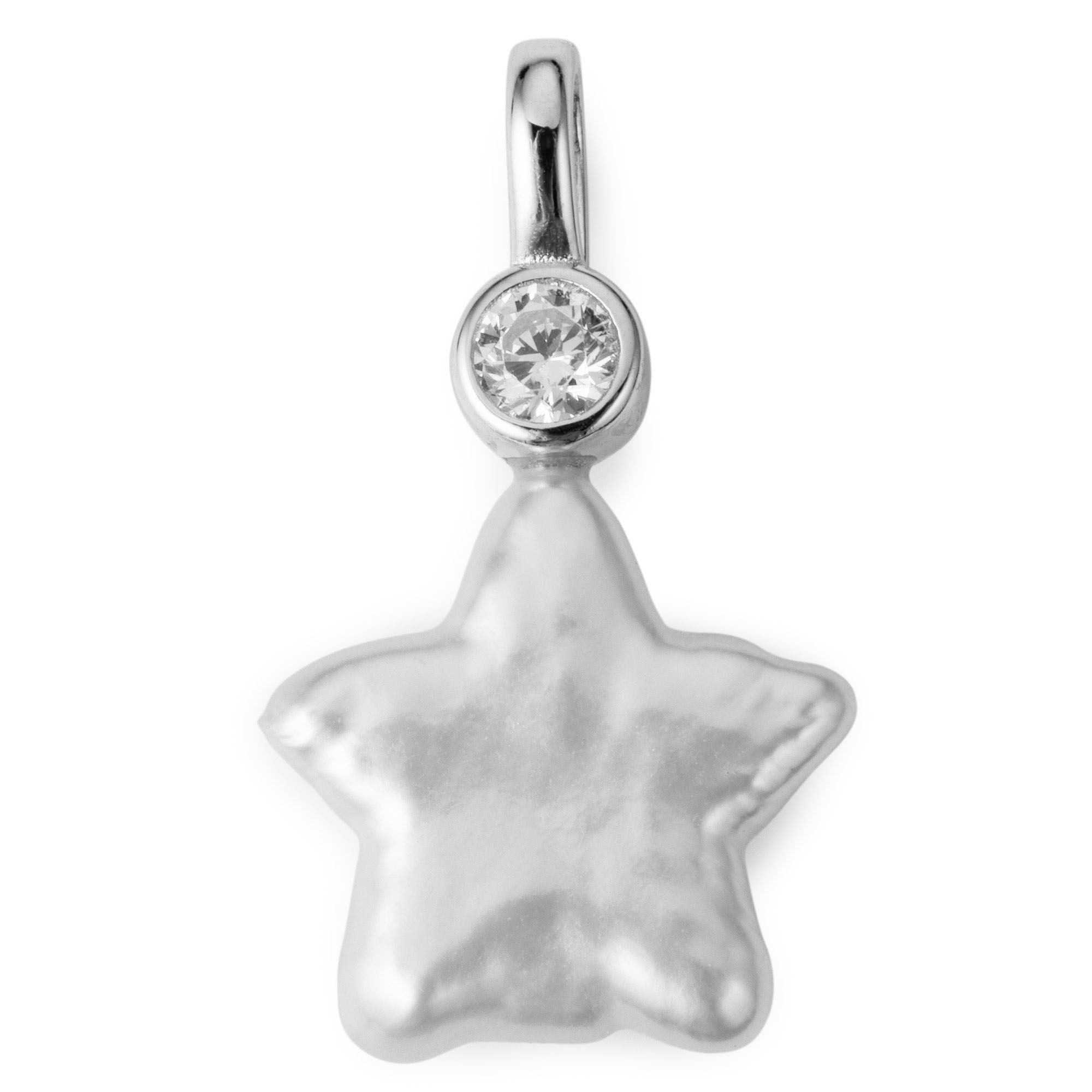 PERLEA Stern-Anhänger Süßwasserzucht- perle 10-12mm Silber 925