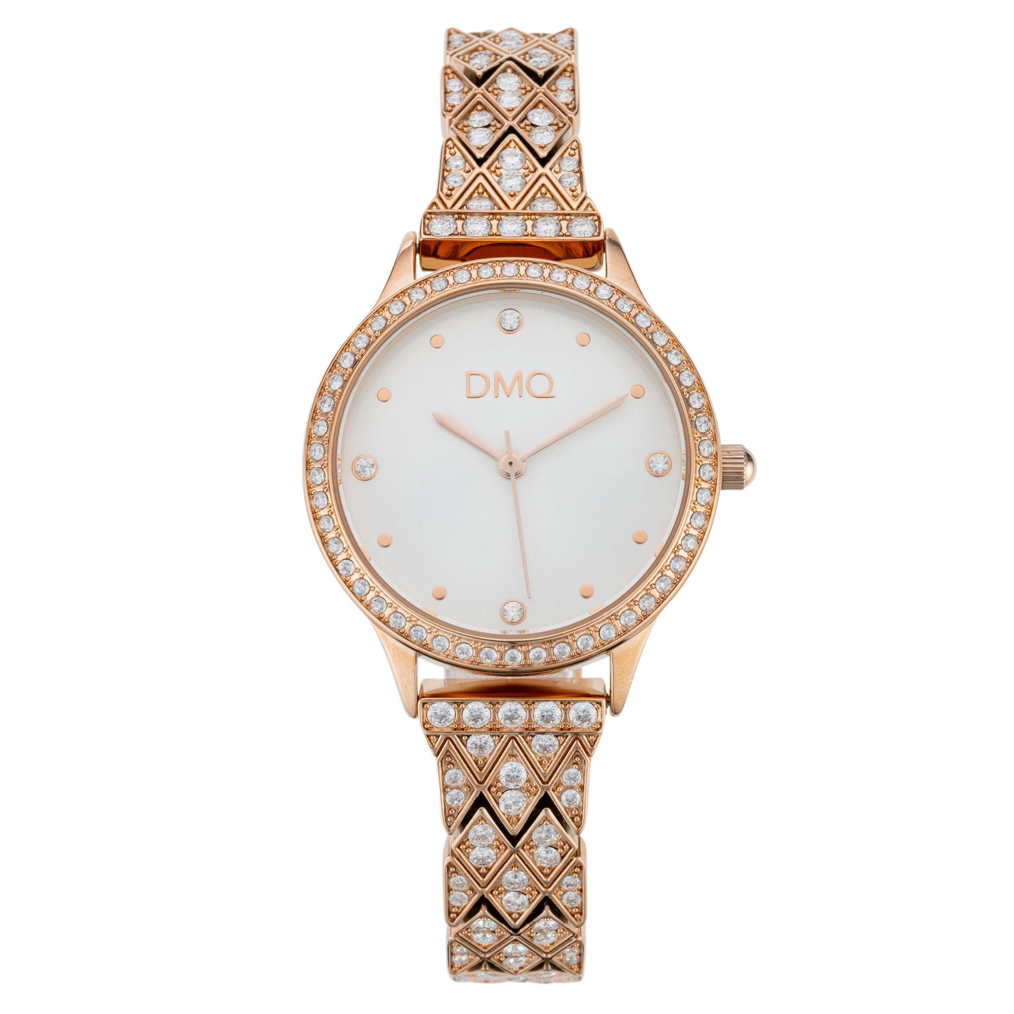 DIAMONIQUE® Damenuhr Quarzwerk = 3,02ct Metallband