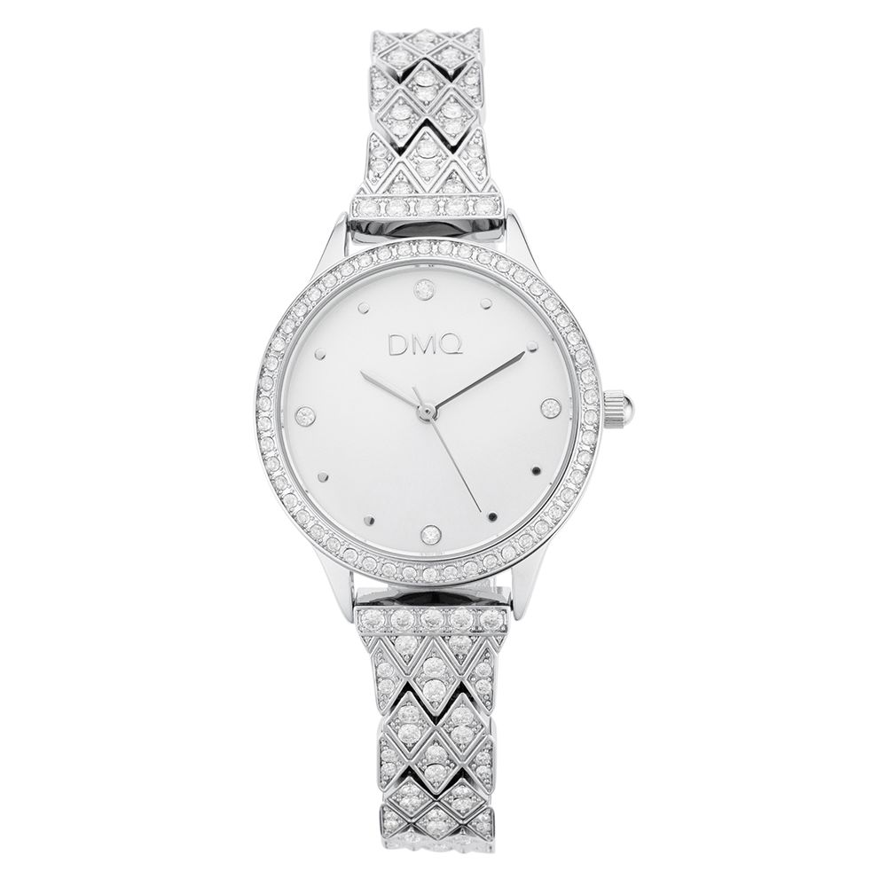 DIAMONIQUE® Damenuhr Quarzwerk = 3,02ct Metallband