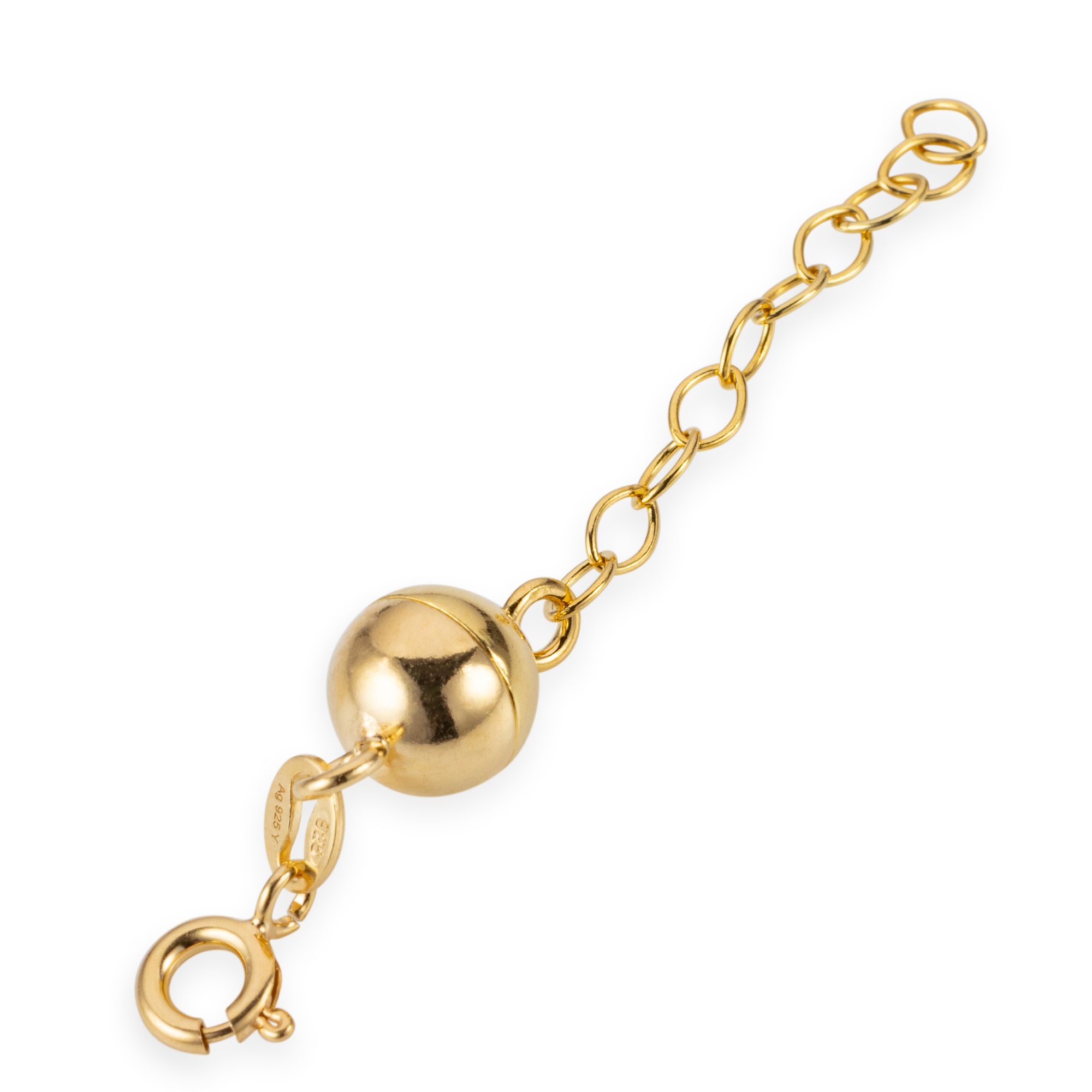 Magnetverschluss rund 8mm 3cm Verlängerung Silber 925