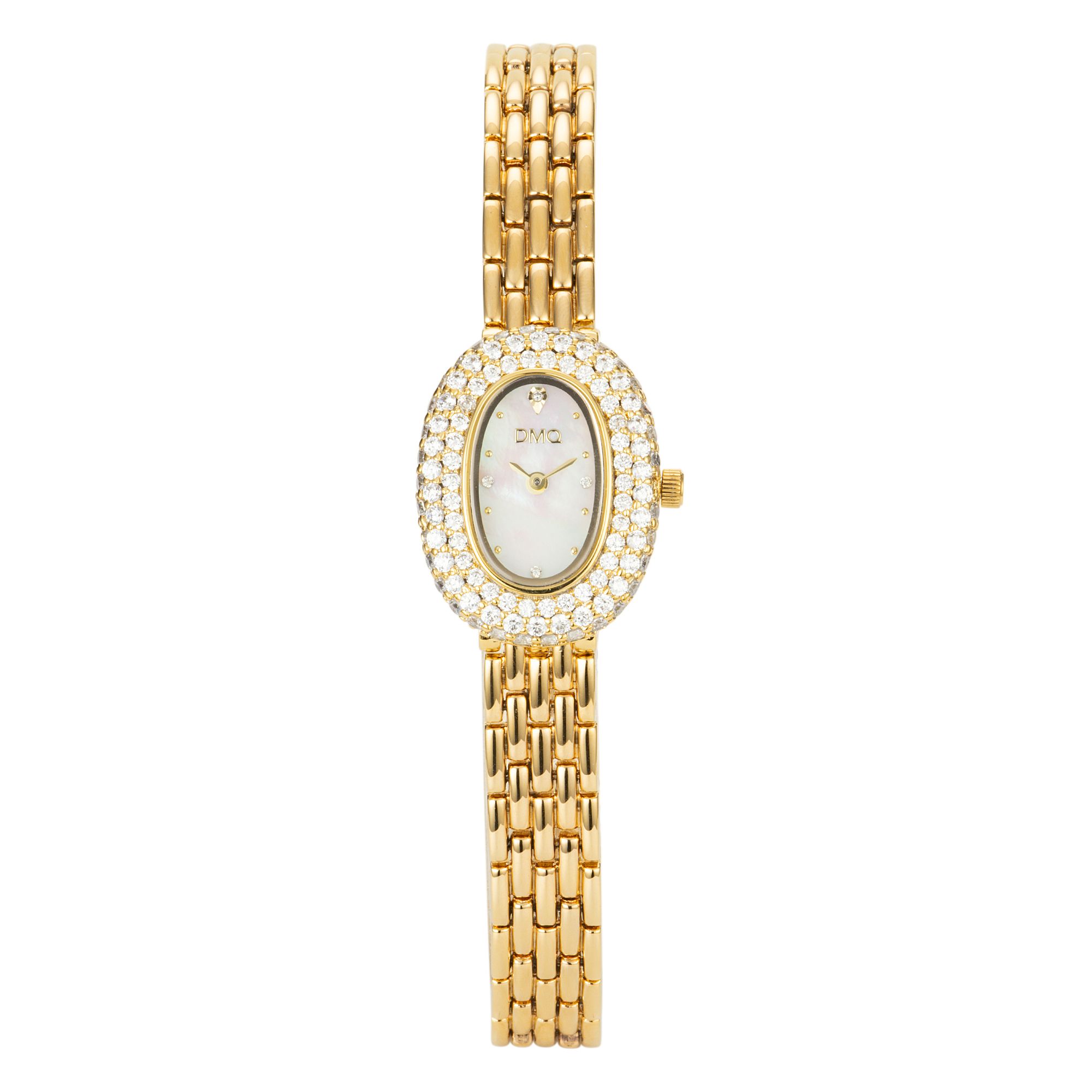 DIAMONIQUE® Damenuhr Quarzwerk = 3,04ct Metallband