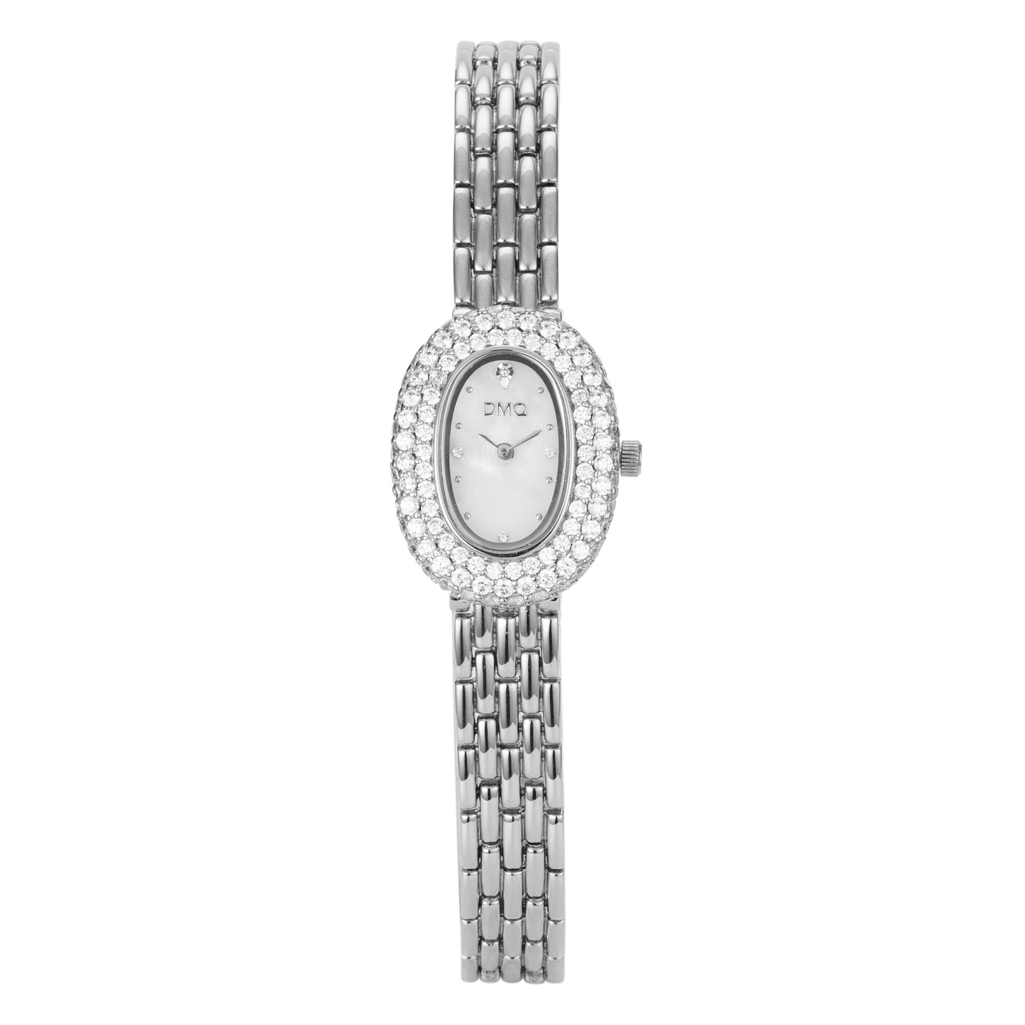 DIAMONIQUE® Damenuhr Quarzwerk = 3,04ct Metallband