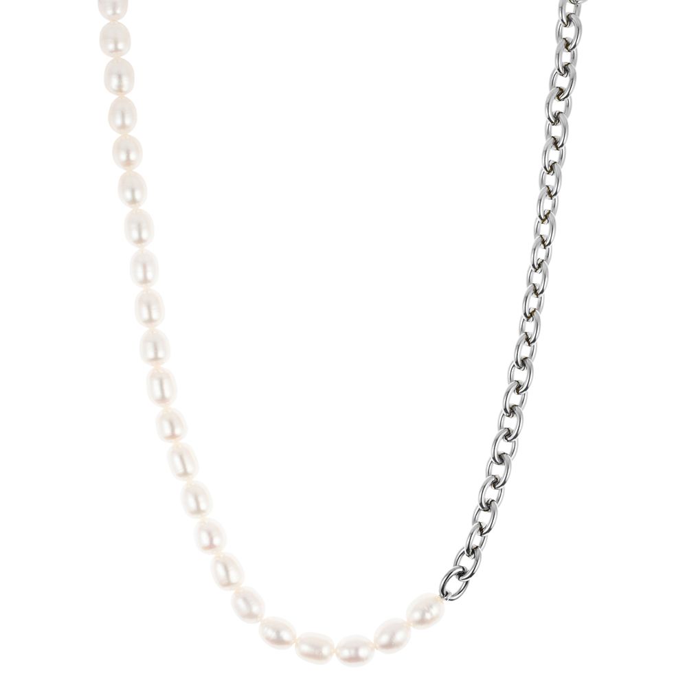 PERLEA Collier Süßwasserzucht- perlen 7-8mm Edelstahl