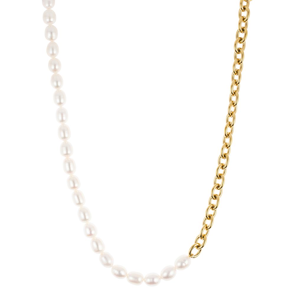 PERLEA Collier Süßwasserzucht- perlen 7-8mm Edelstahl