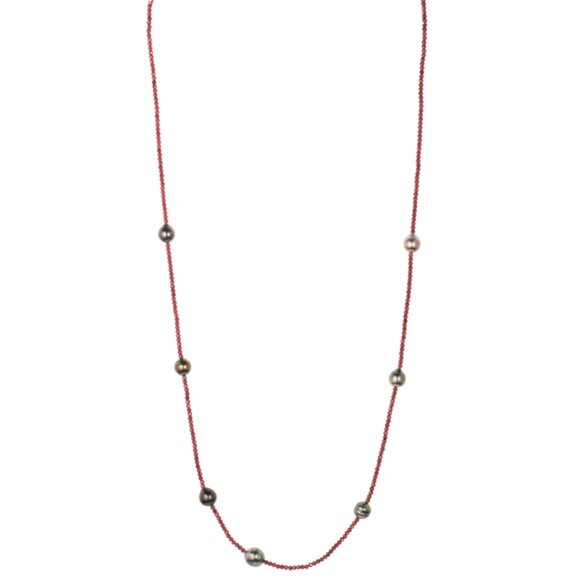 PERLEA Collier Edelsteine Tahitizuchtperlen Silber rhodiniert