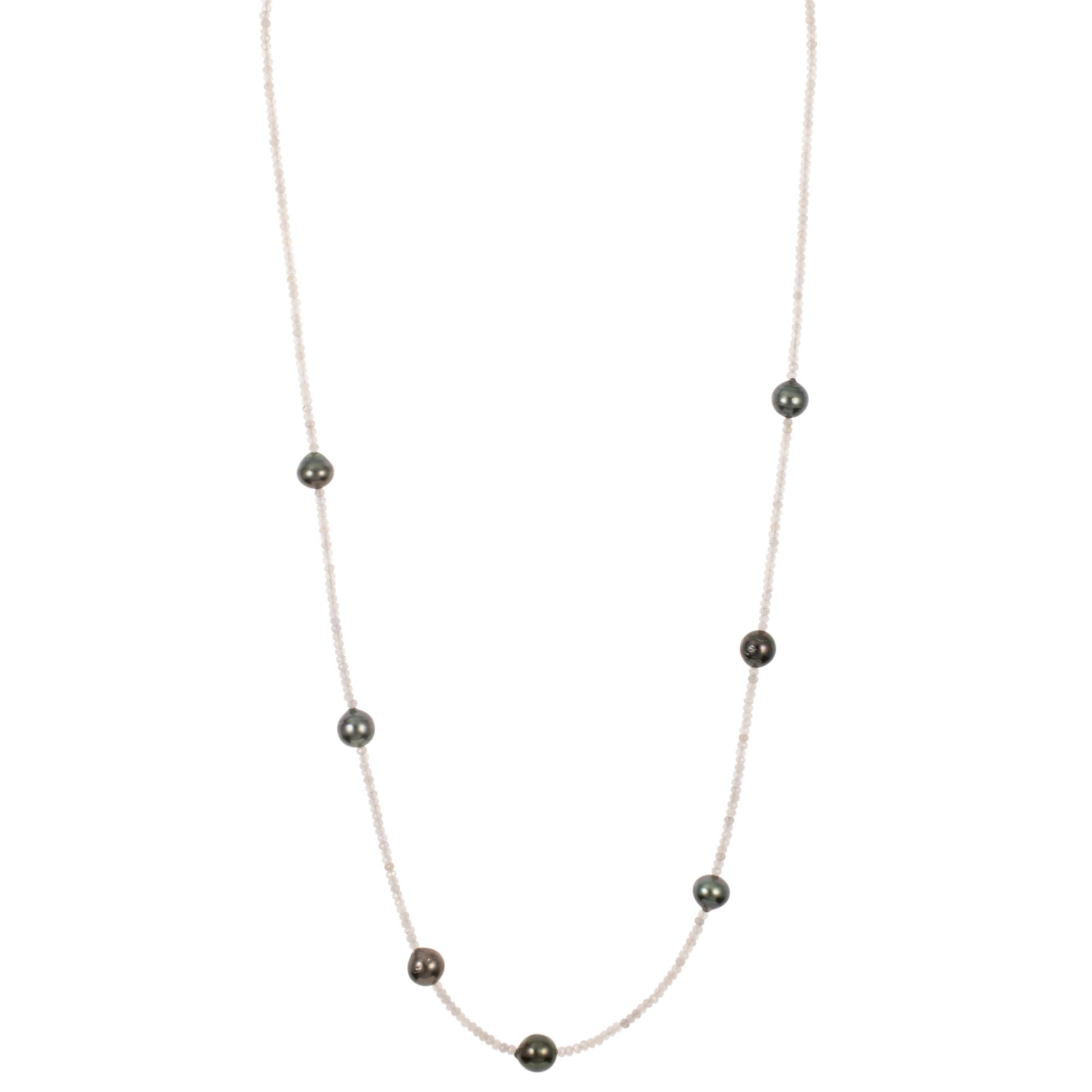 PERLEA Collier Edelsteine Tahitizuchtperlen Silber rhodiniert