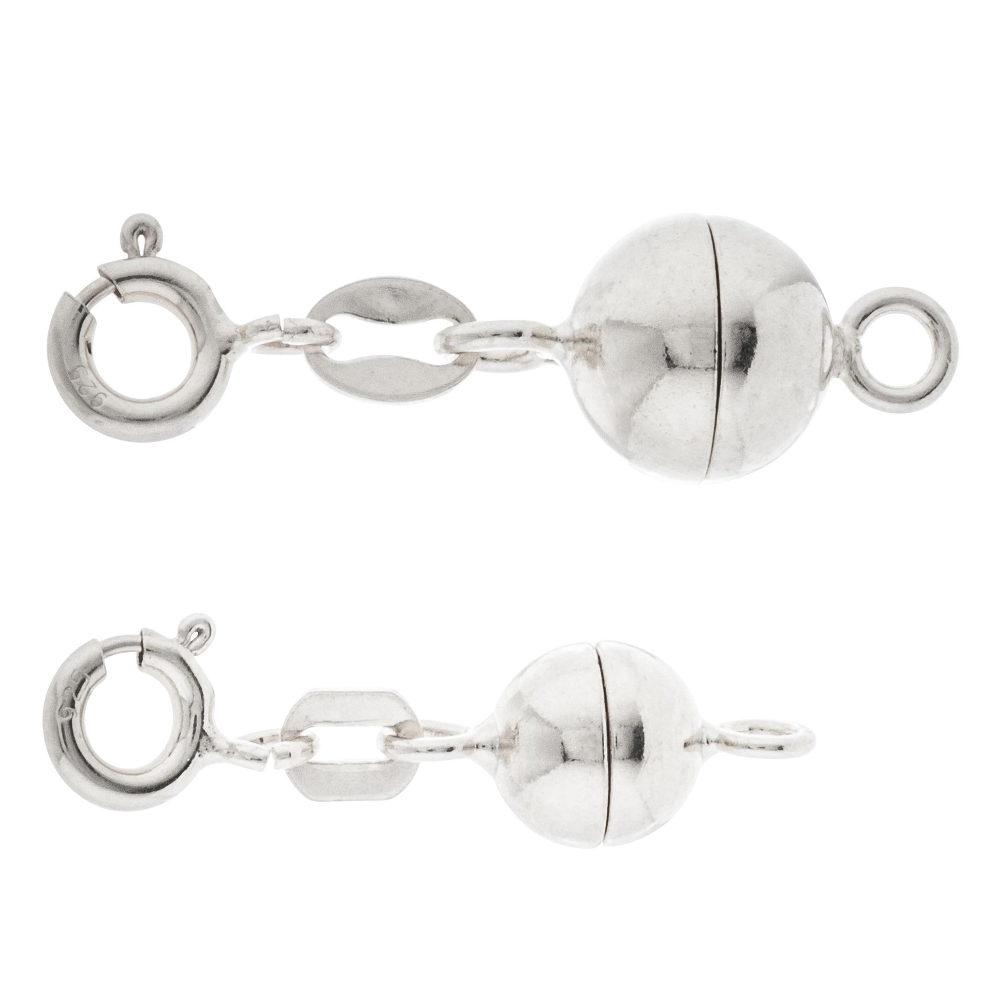 Magnetverschluss 2tlg. Set 6mm+ 8mm Federring Silber 925