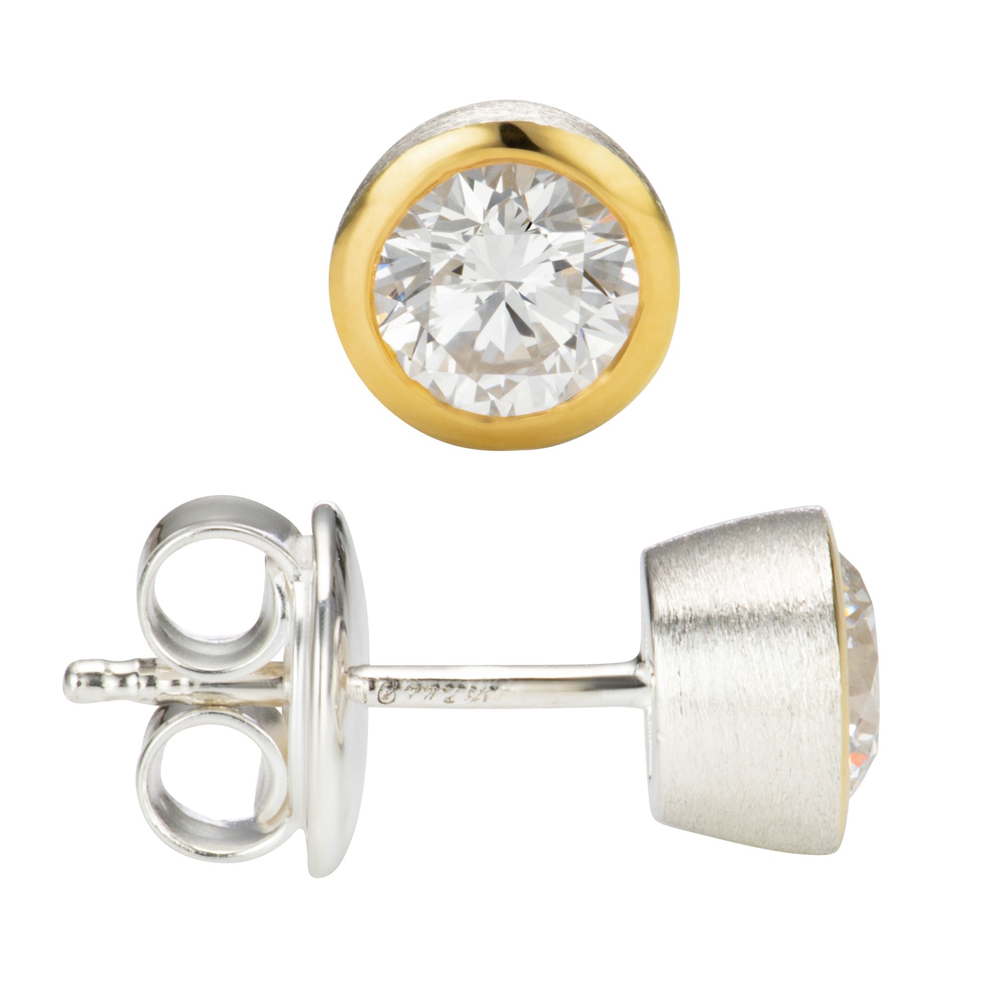 THOMAS & SOHN Lab Grown Brillanten ca.1,00ct Solitär-Ohrstecker Silber Palladio