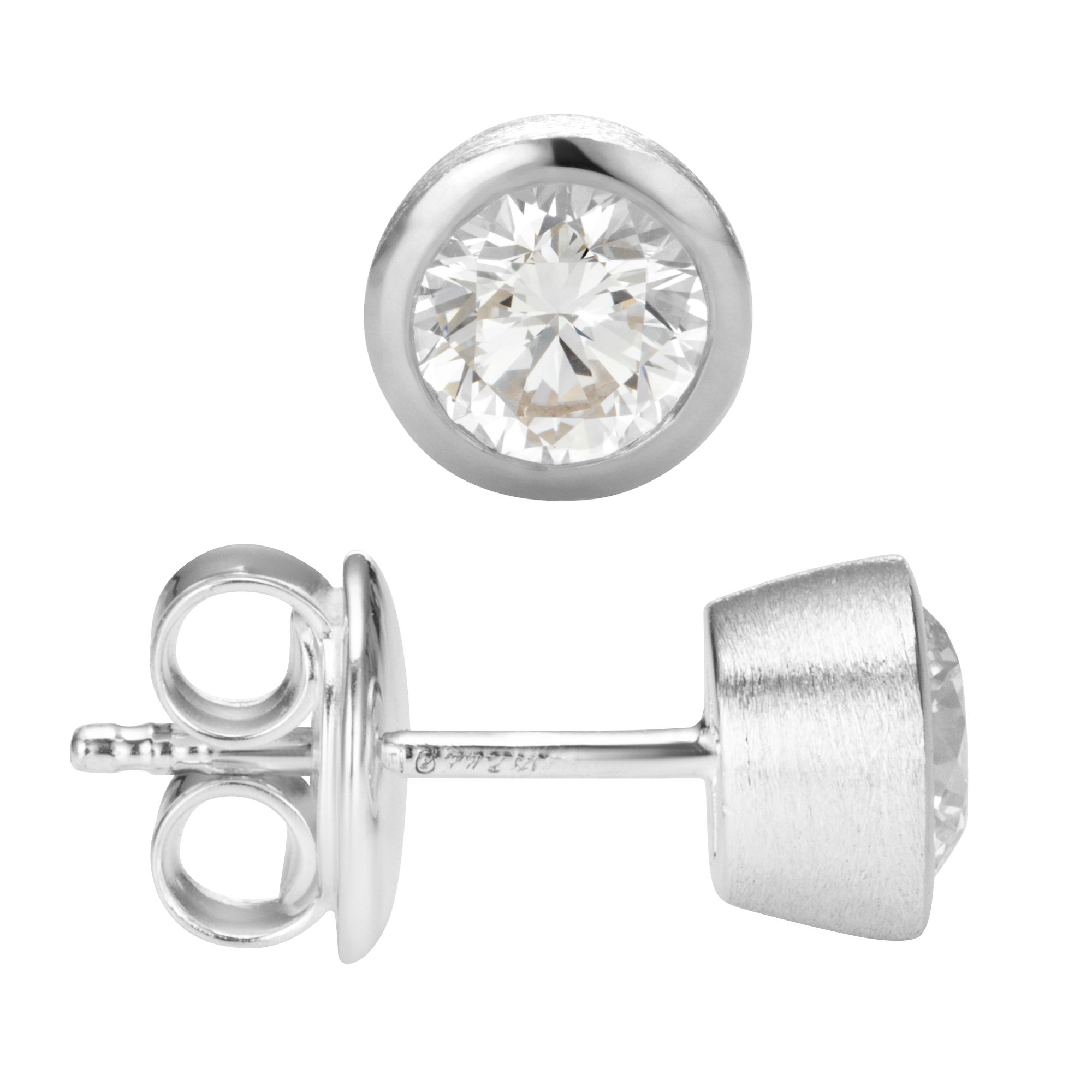 THOMAS & SOHN Lab Grown Brillanten ca.1,00ct Solitär-Ohrstecker Silber Palladio