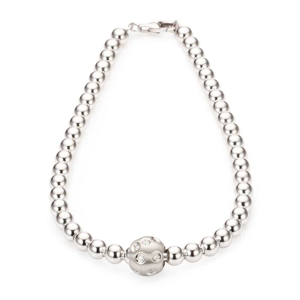 PLATINITY Flex-Kugelarmband mit Kugel-Gleiter Brillanten ca. 0,12ct Platin 950