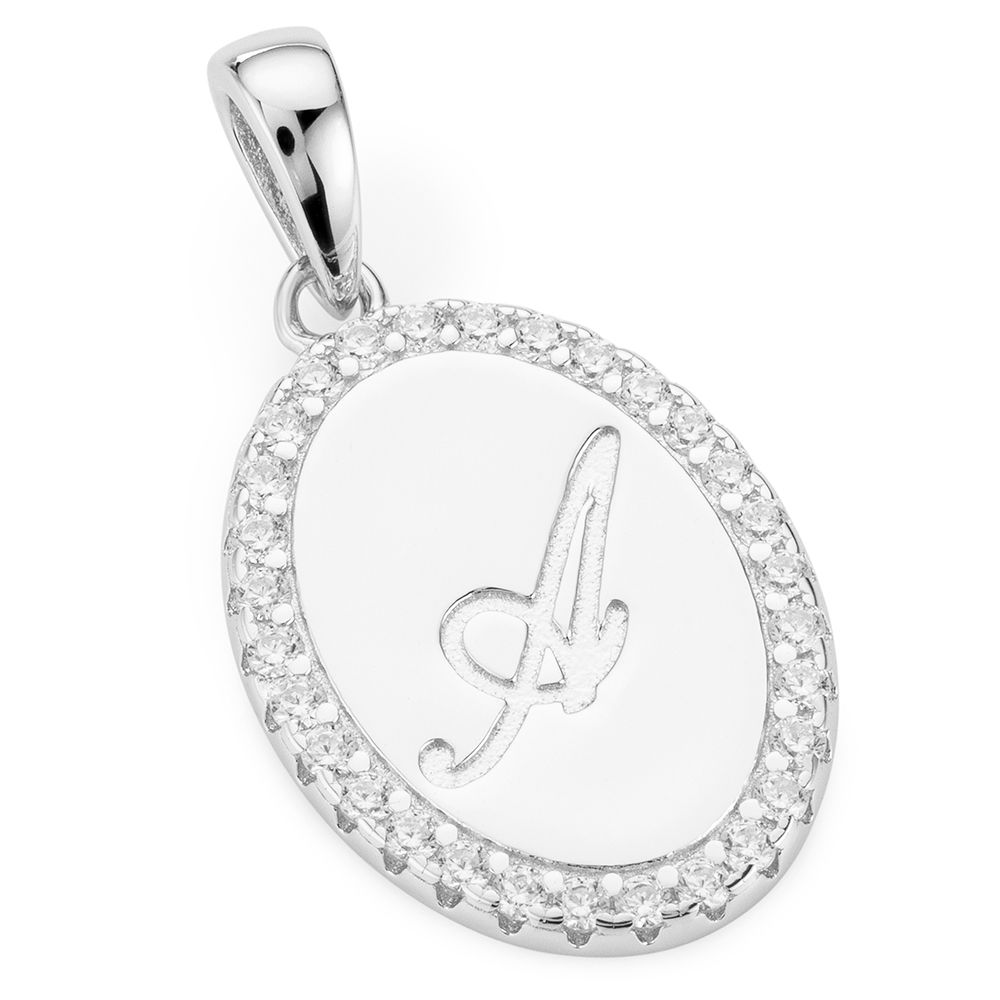 DIAMONIQUE® Buchstaben-Anhänger = 0,30ct Brillantschliff Silber rhodiniert
