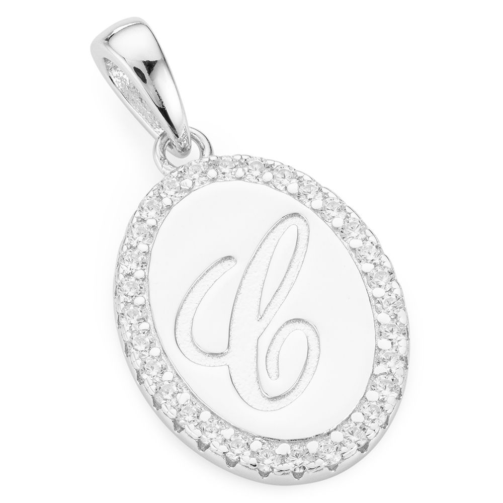 DIAMONIQUE® Buchstaben-Anhänger = 0,30ct Brillantschliff Silber rhodiniert