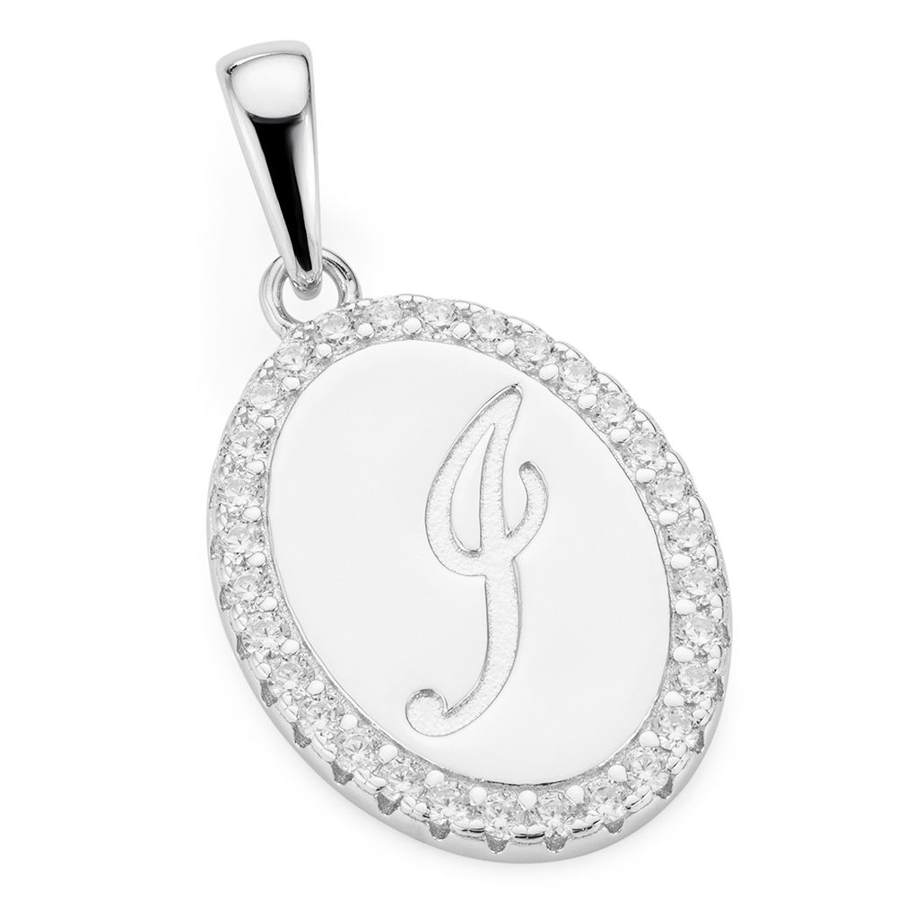 DIAMONIQUE® Buchstaben-Anhänger = 0,30ct Brillantschliff Silber rhodiniert
