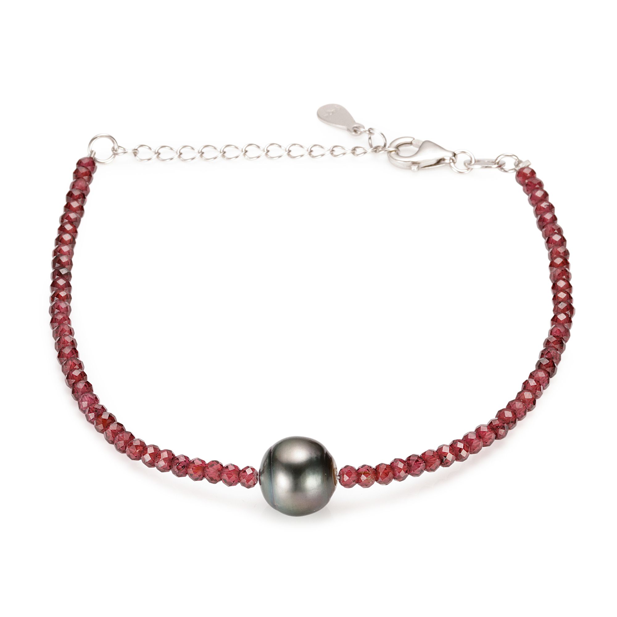 PERLEA Armband Edelsteine Tahitizuchtperle Silber rhodiniert