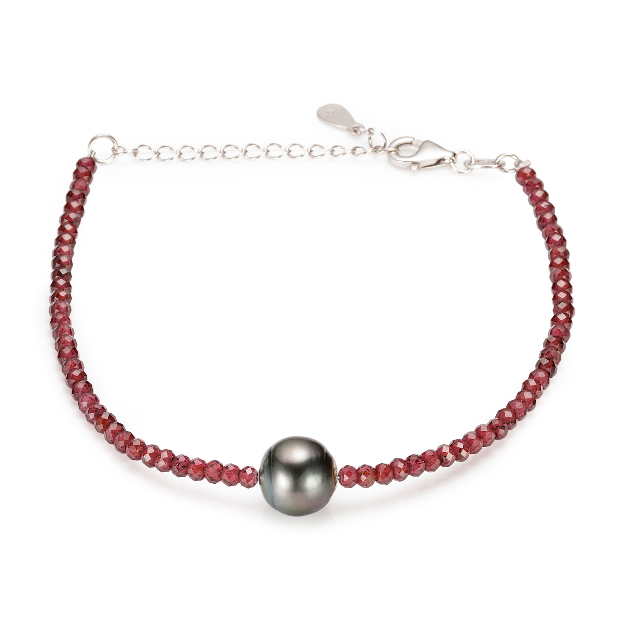 PERLEA Armband Edelsteine Tahitizuchtperle Silber rhodiniert