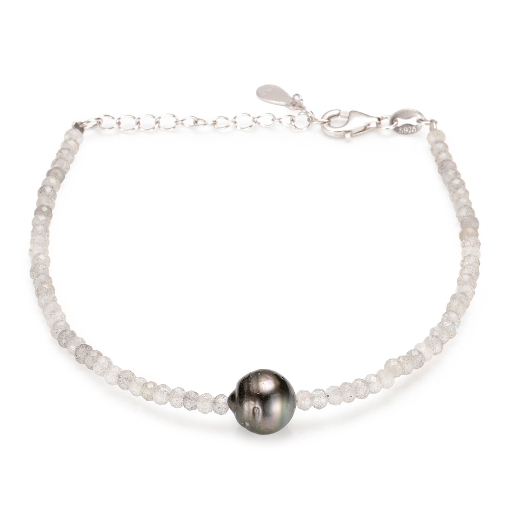 PERLEA Armband Edelsteine Tahitizuchtperle Silber rhodiniert