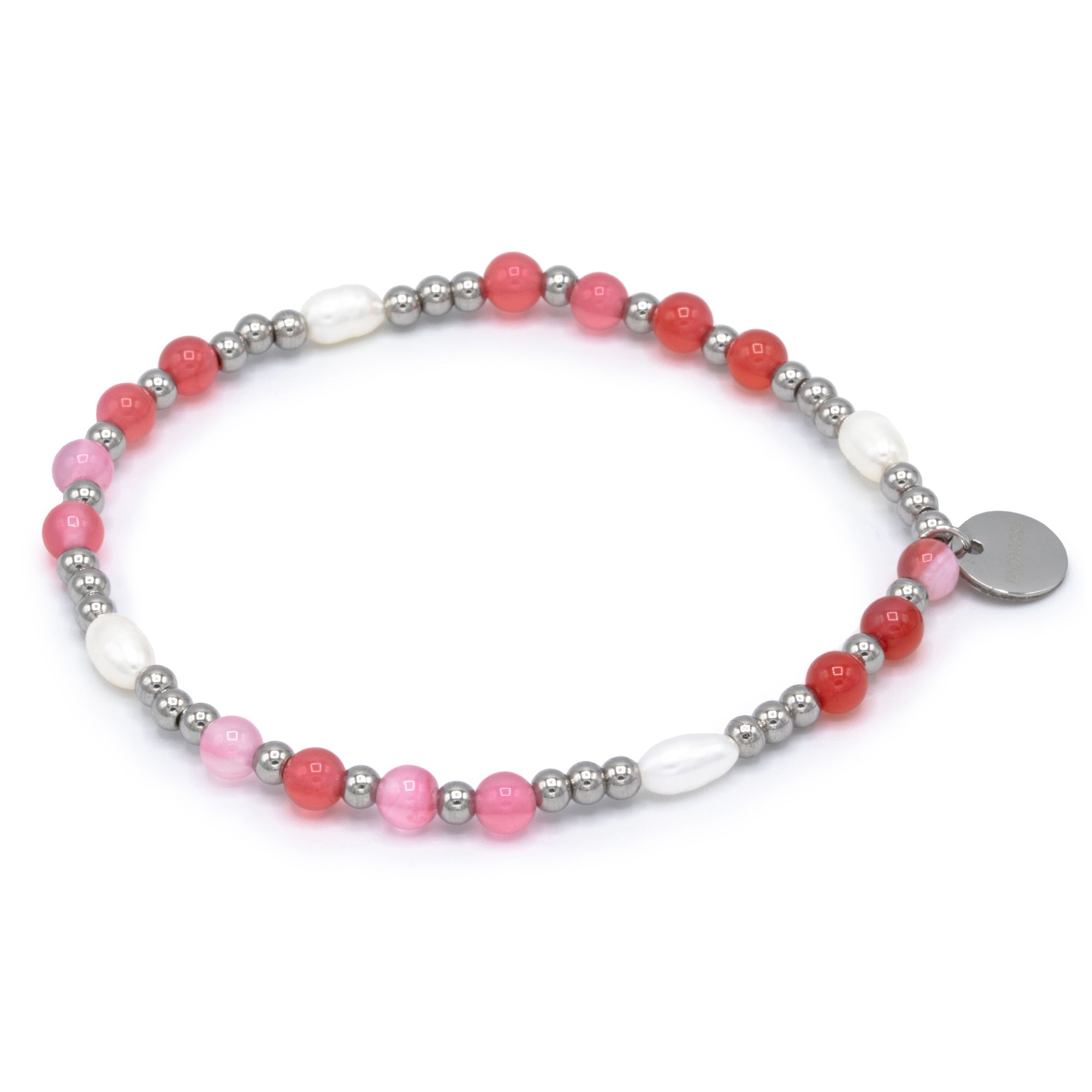 MONESSA Armband Edelsteine Süßwasserzuchtperle flexibel