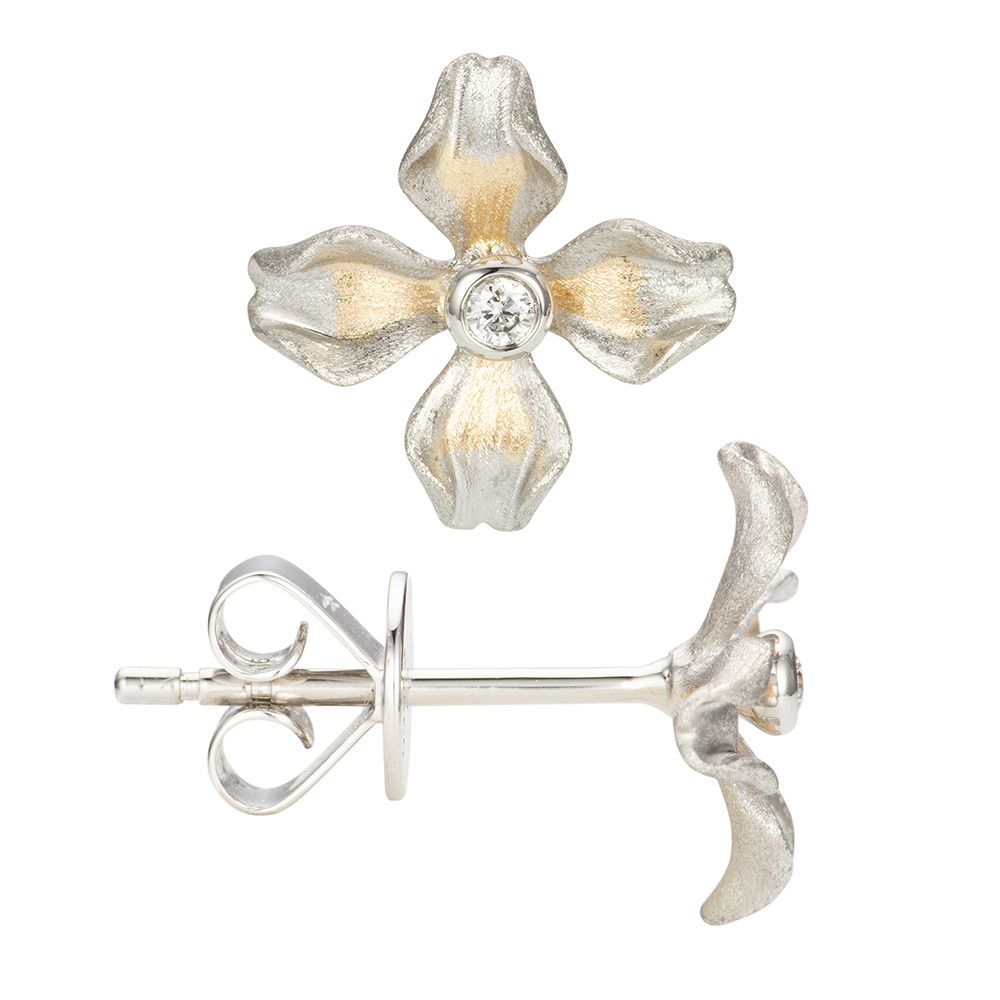 PLATINITY Blüten-Ohrstecker 2 Brillanten zus. ca. 0,04ct Platin 950/Gold 750