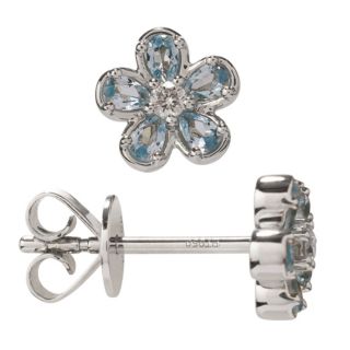 PLATINITY Blüten-Ohrstecker 10 beh. Blautopase zus. ca. 0,35ct Platin 950