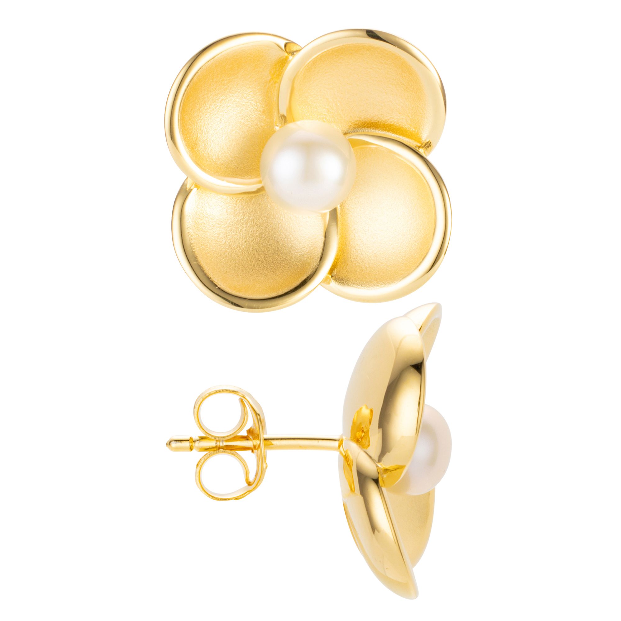 PERLEA Ohrstecker Süßwasserzucht- perlen 5-5,5mm Silber 925