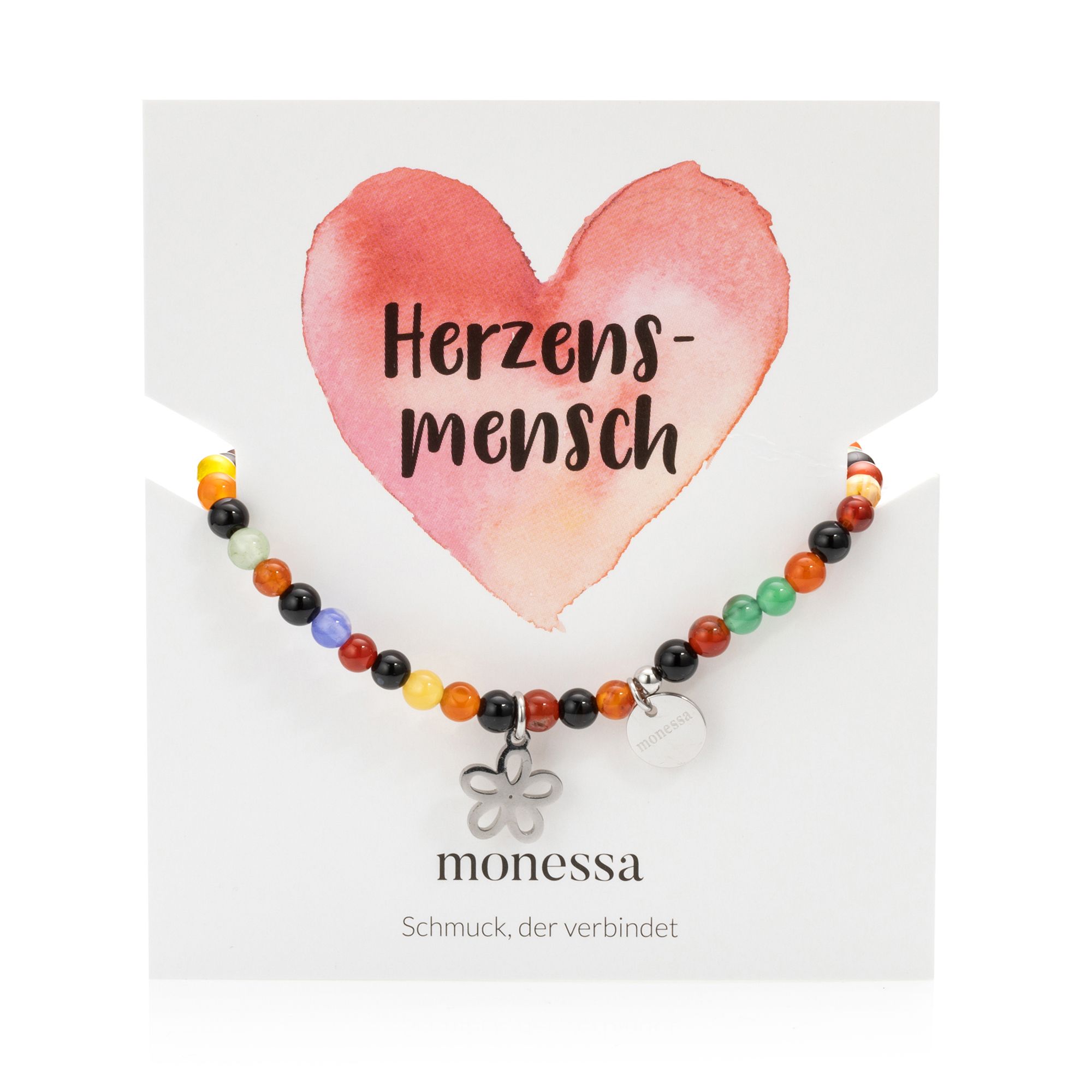 MONESSA Armband Edelsteine flexibel Edelstahl - QVC.de