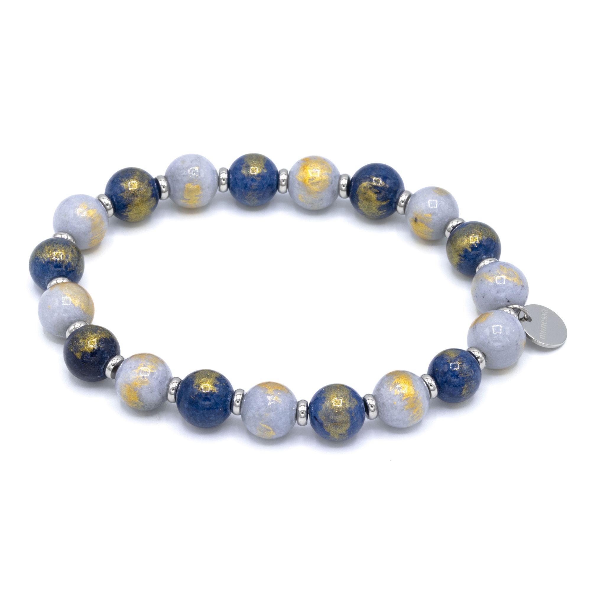 MONESSA Armband Edelsteine flexibel Edelstahl