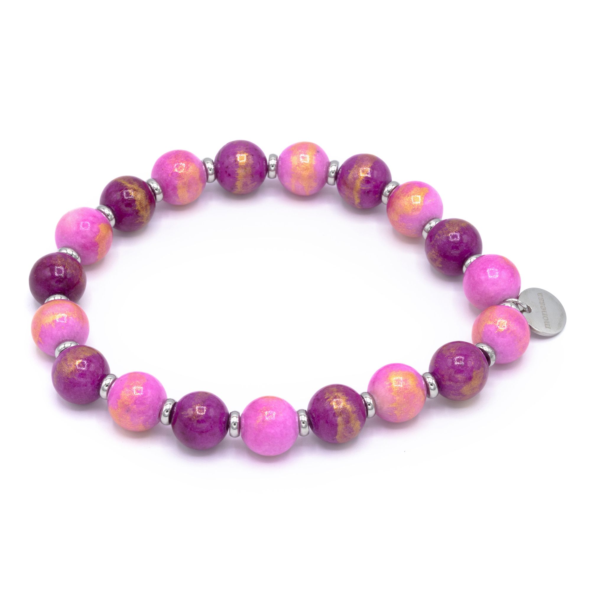 MONESSA Armband Edelsteine flexibel Edelstahl