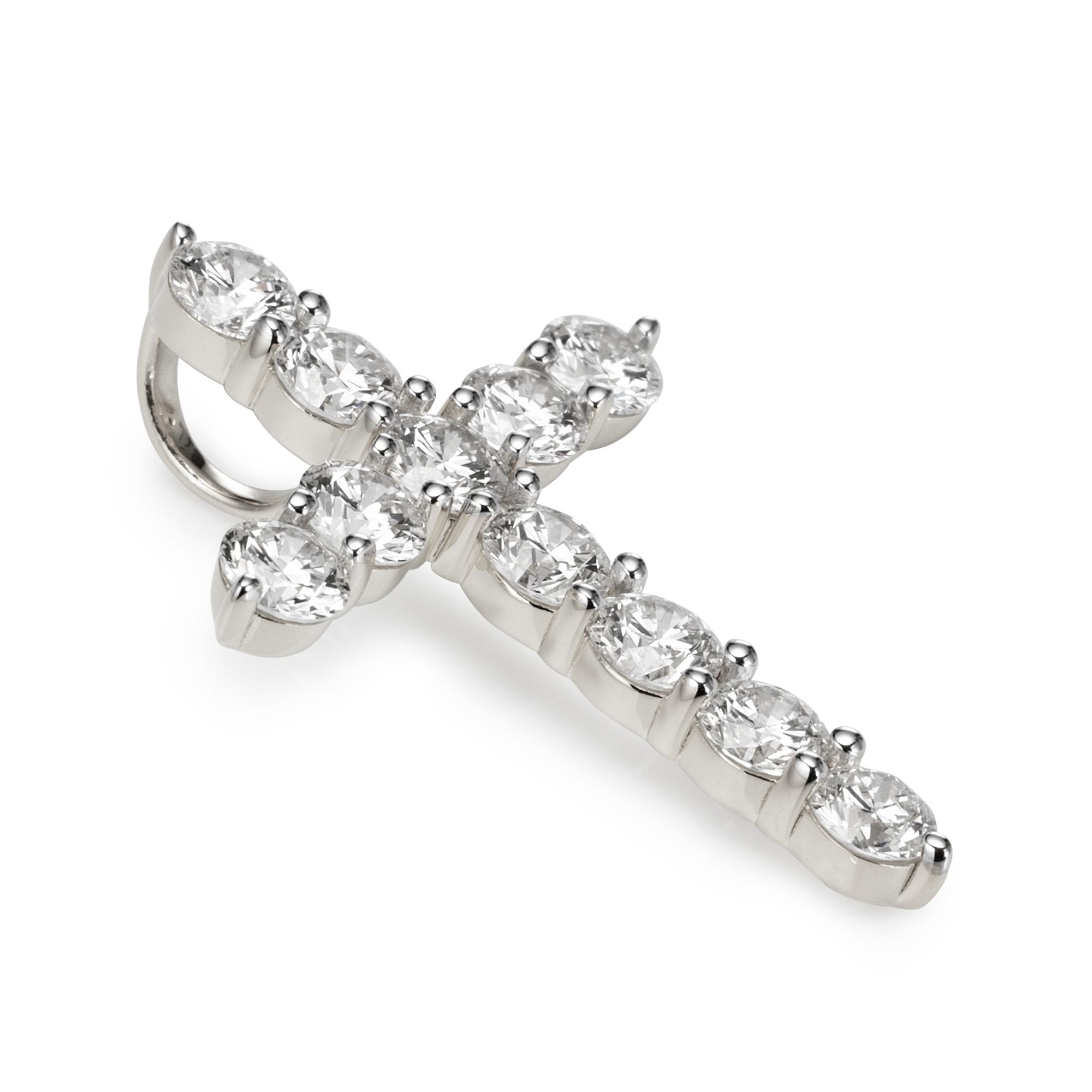 THOMAS & SOHN Lab Grown Brillanten ca. 2,09ct Kreuz-Anhänger Silber Palladio